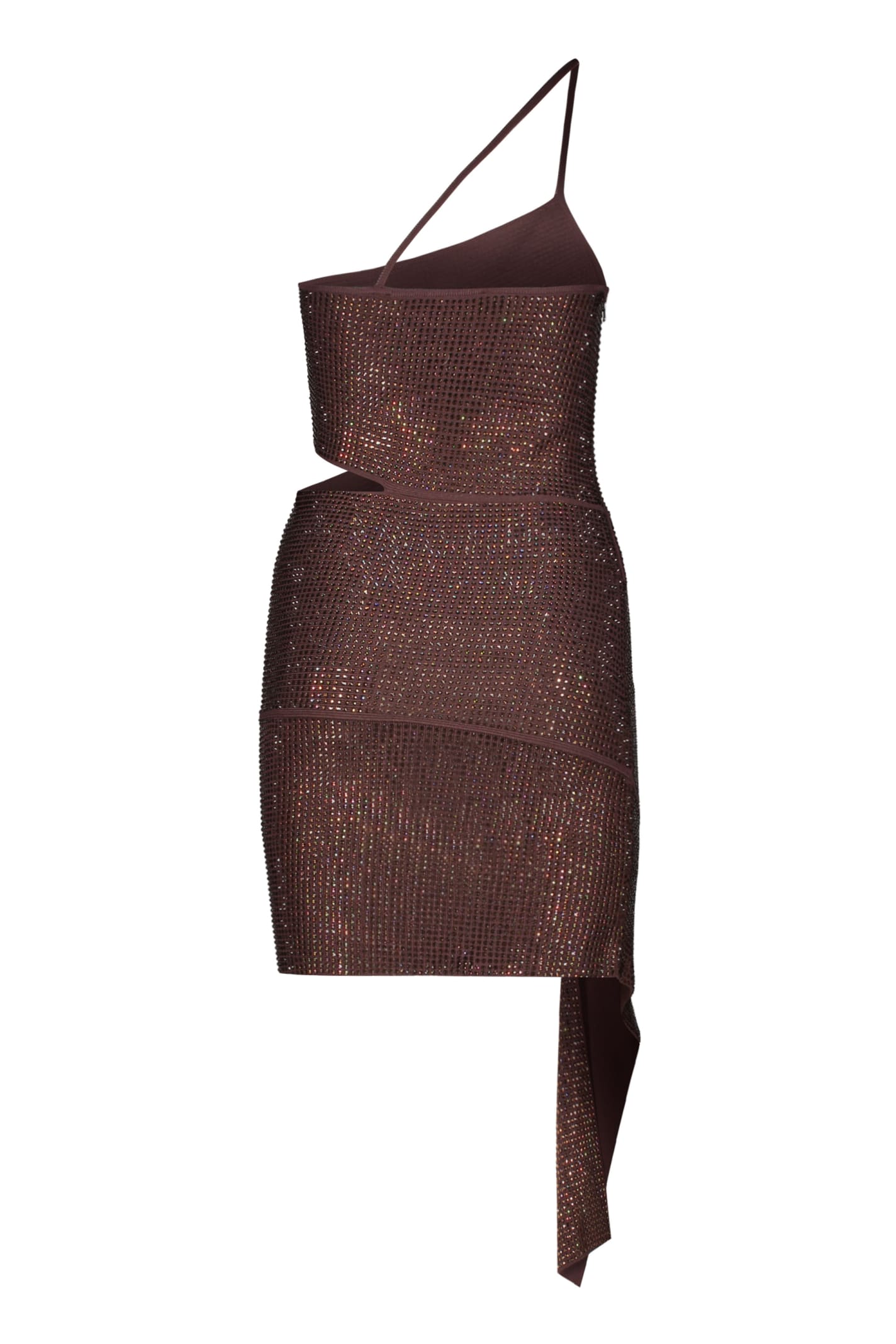 Shop Andreädamo Embellished Mini Dress In Brown