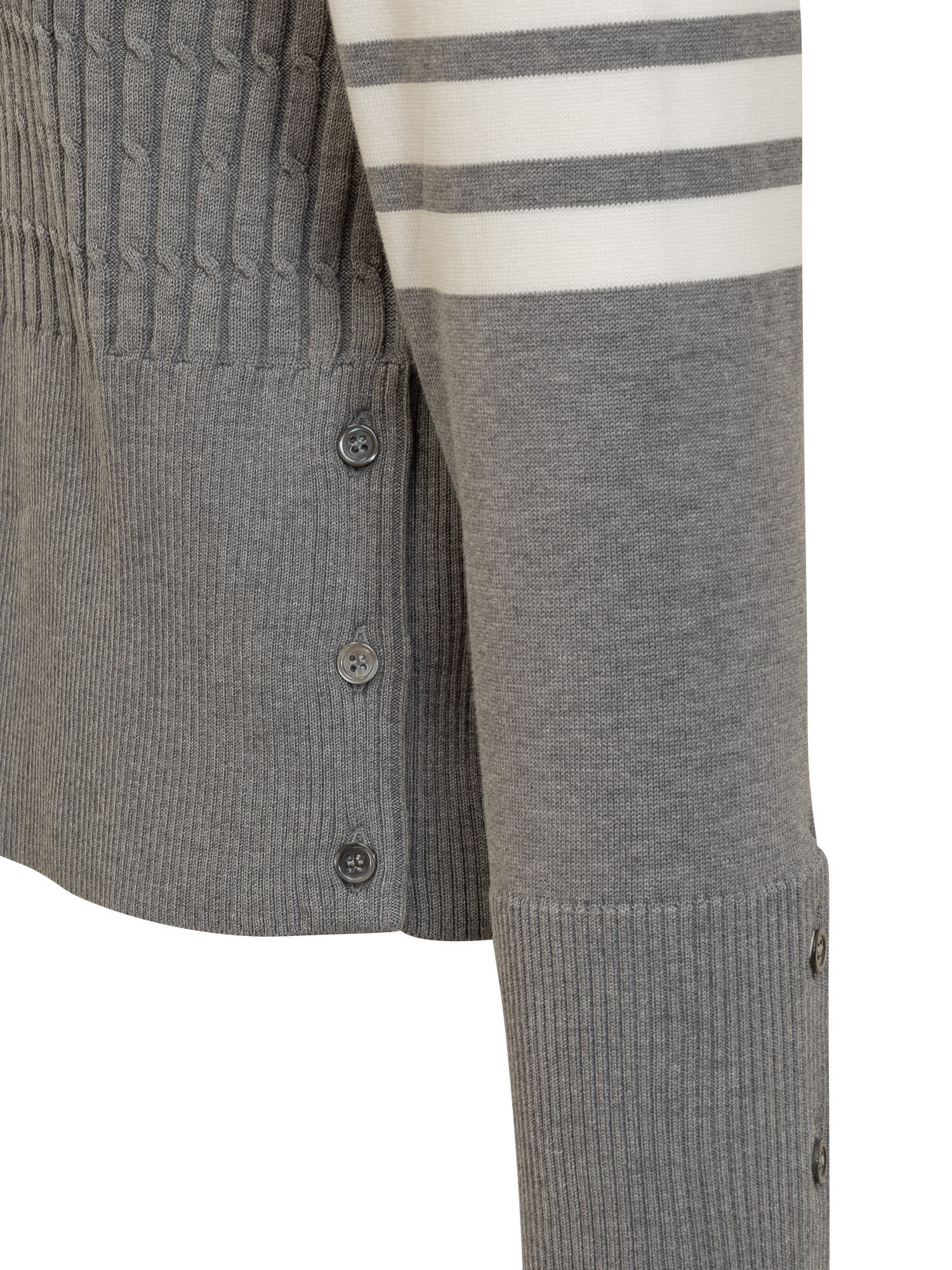 Shop Thom Browne Placed Baby Cable Sweater In Lt Grey