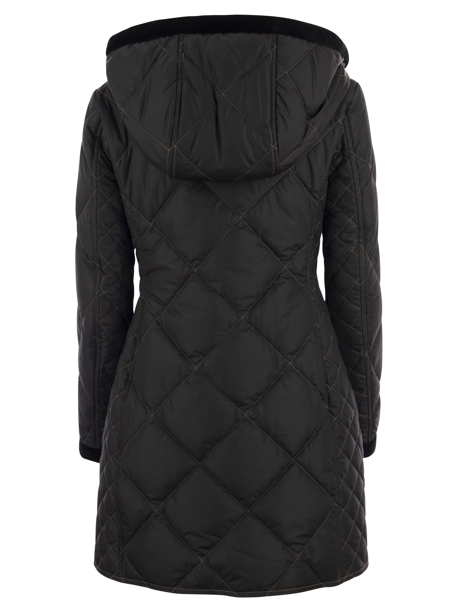 Shop Fay Virginia Quilted Coat With Hood In Navy