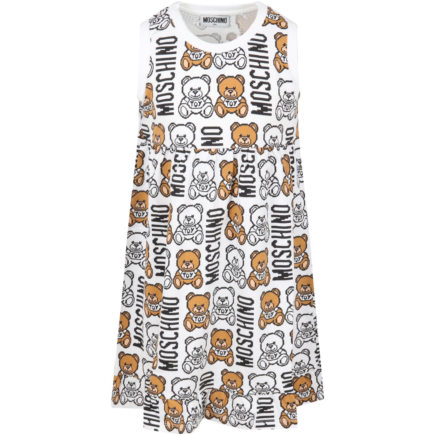 Moschino White Dress For Girl With Teddy Bear