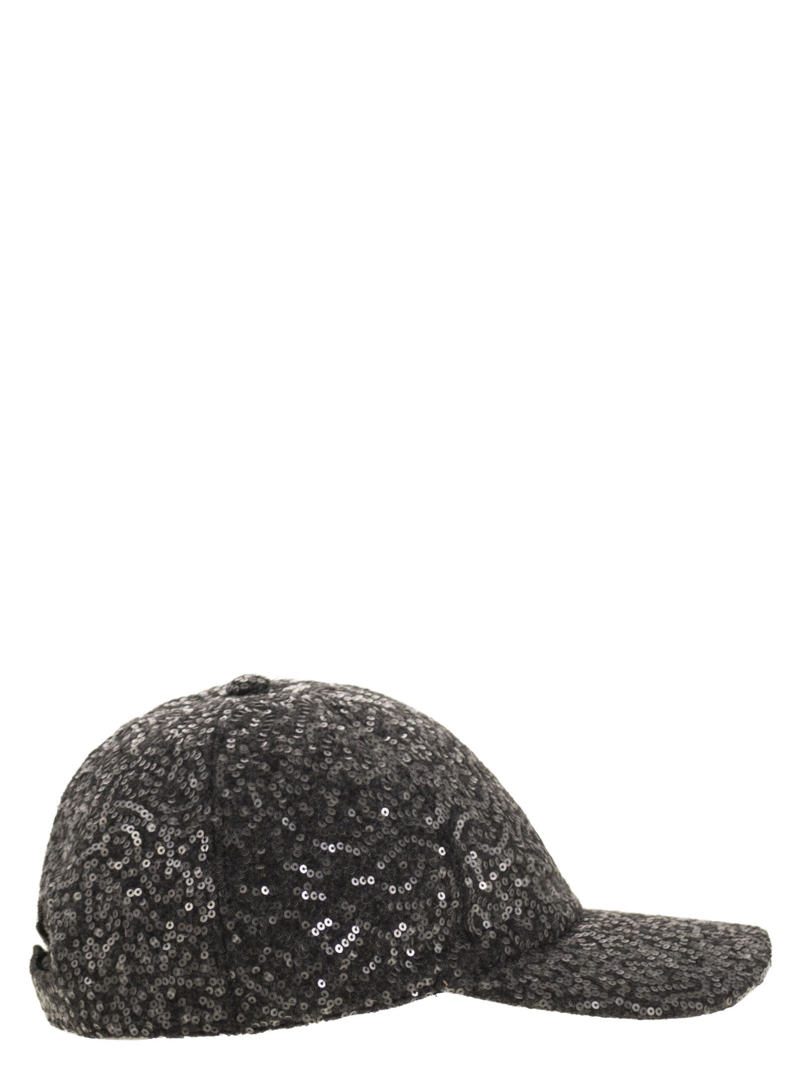Peserico Sequinned Baseball Cap In Gray
