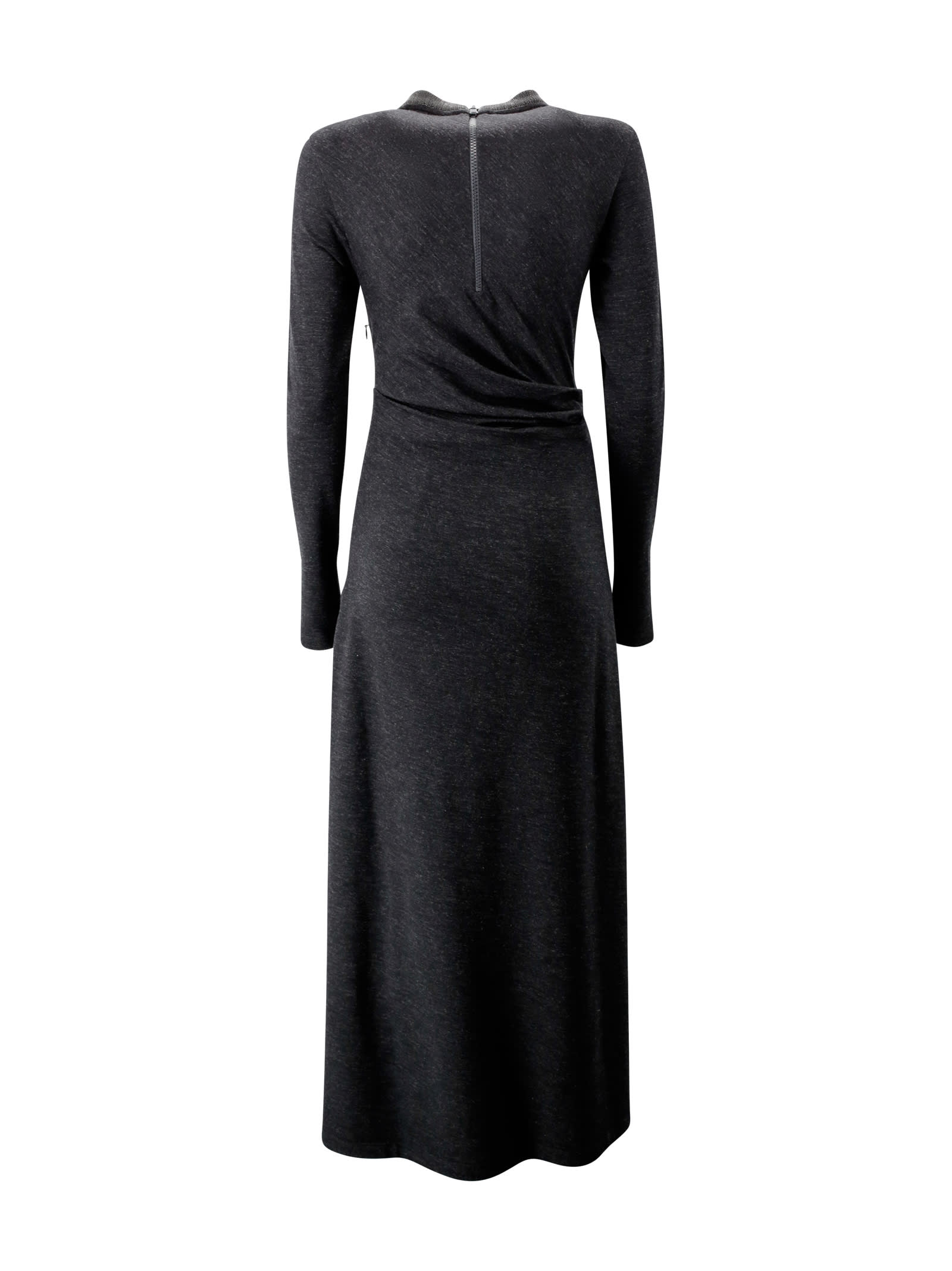 Shop Brunello Cucinelli Draped Jersey Maxi Dress In Black