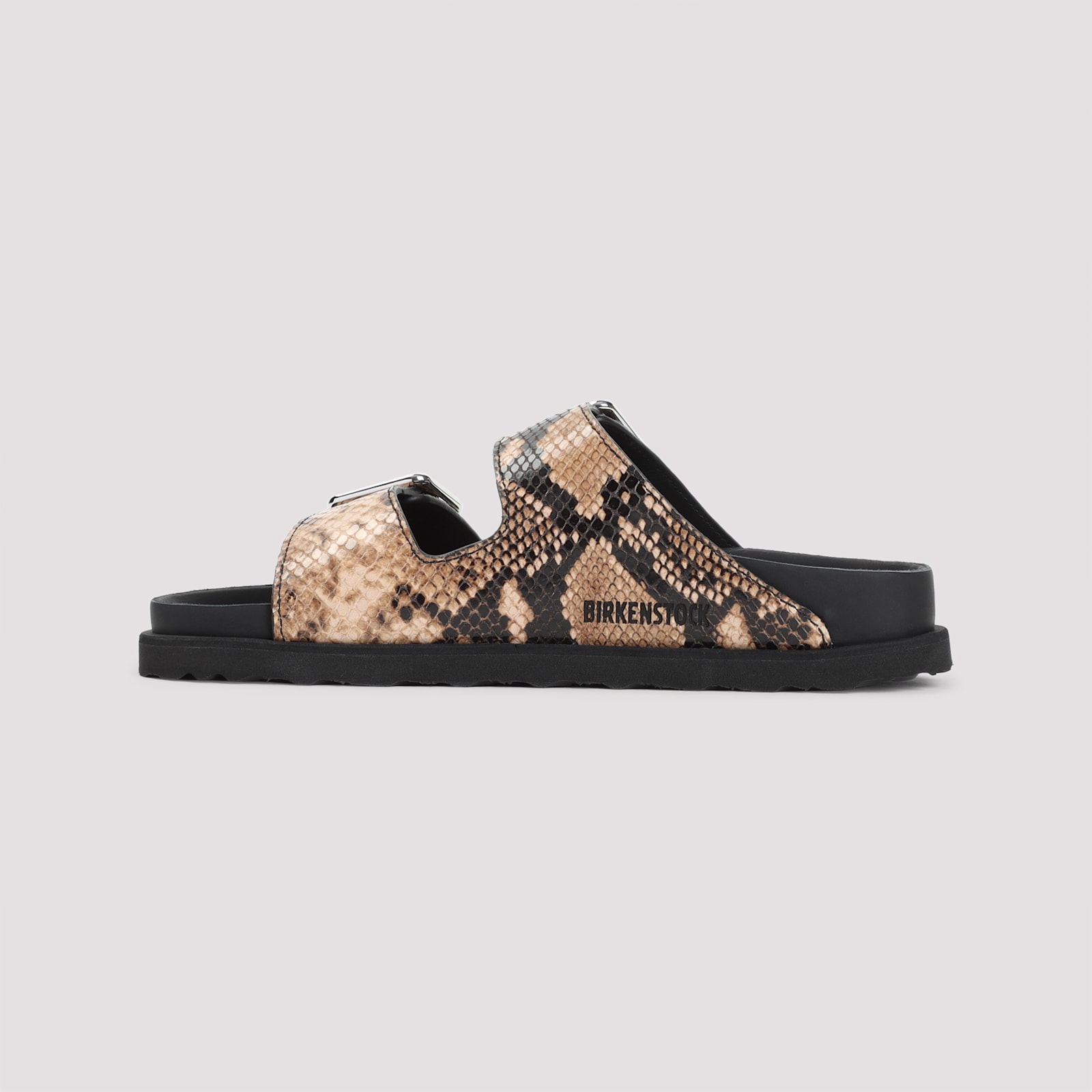 Birkenstock Open Toe Heeled Sandals Snakeskin Effect In Naturalsnakebrown
