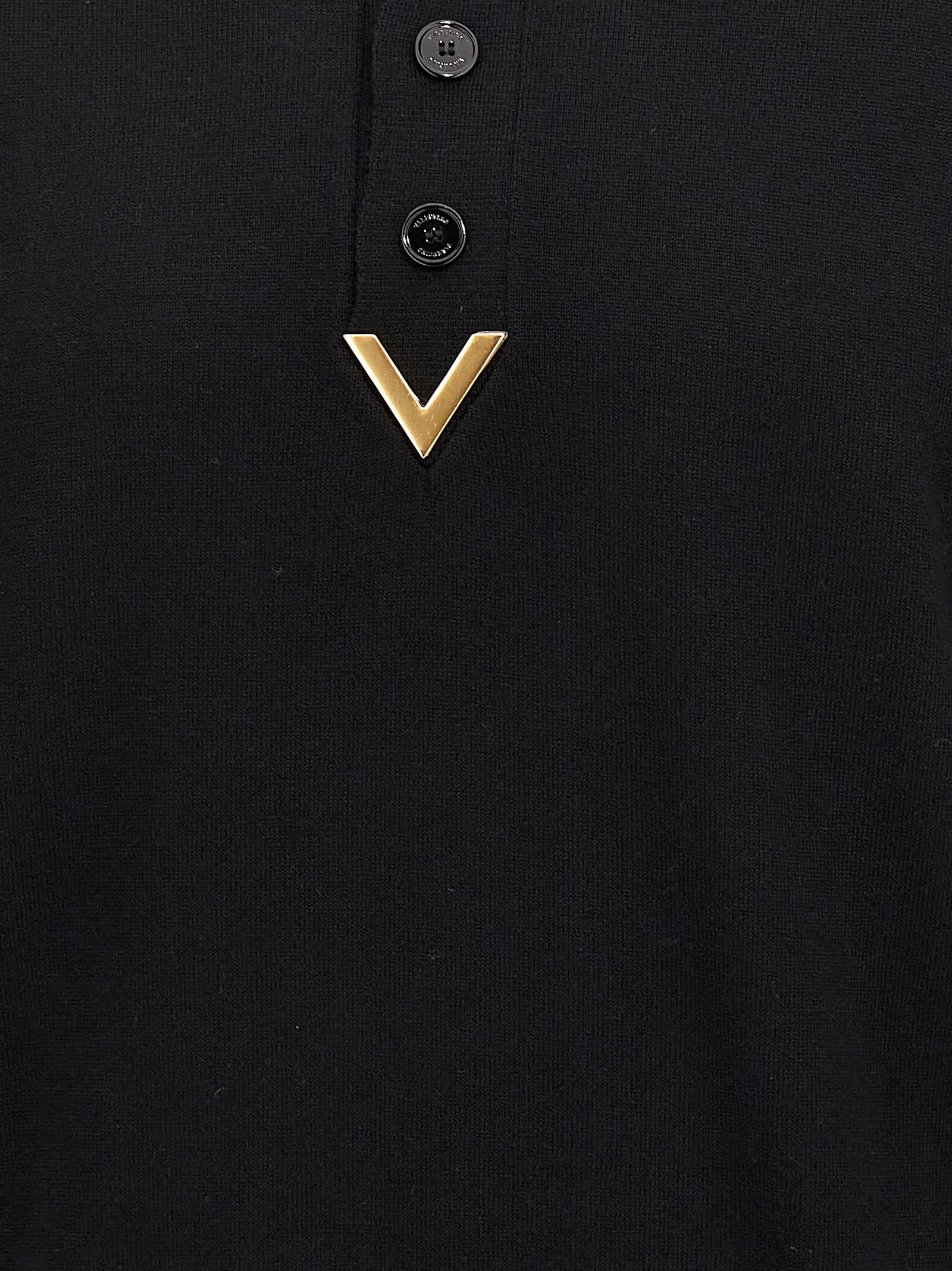 Shop Valentino Polo  V Detail In Black