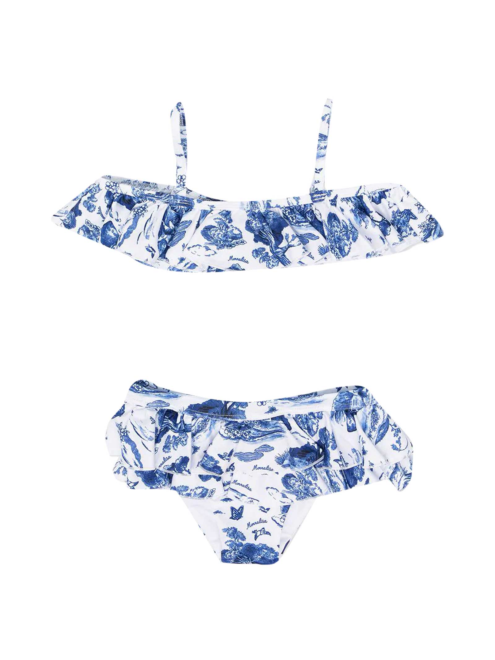 Monnalisa 2-piece White And Blue Swimsuit