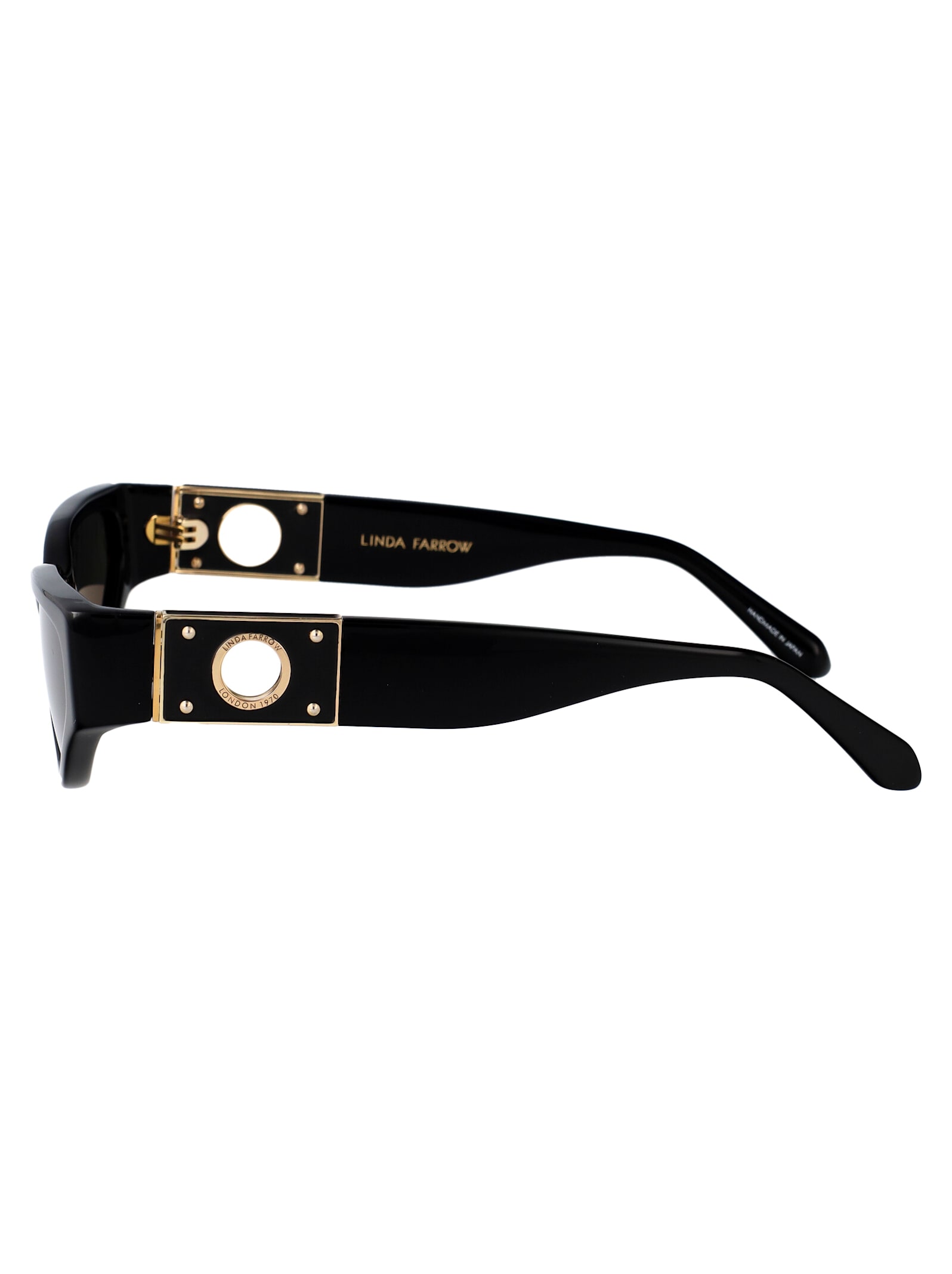 Linda Farrow Tomie Sunglasses In Black/yellowgold/black/grey