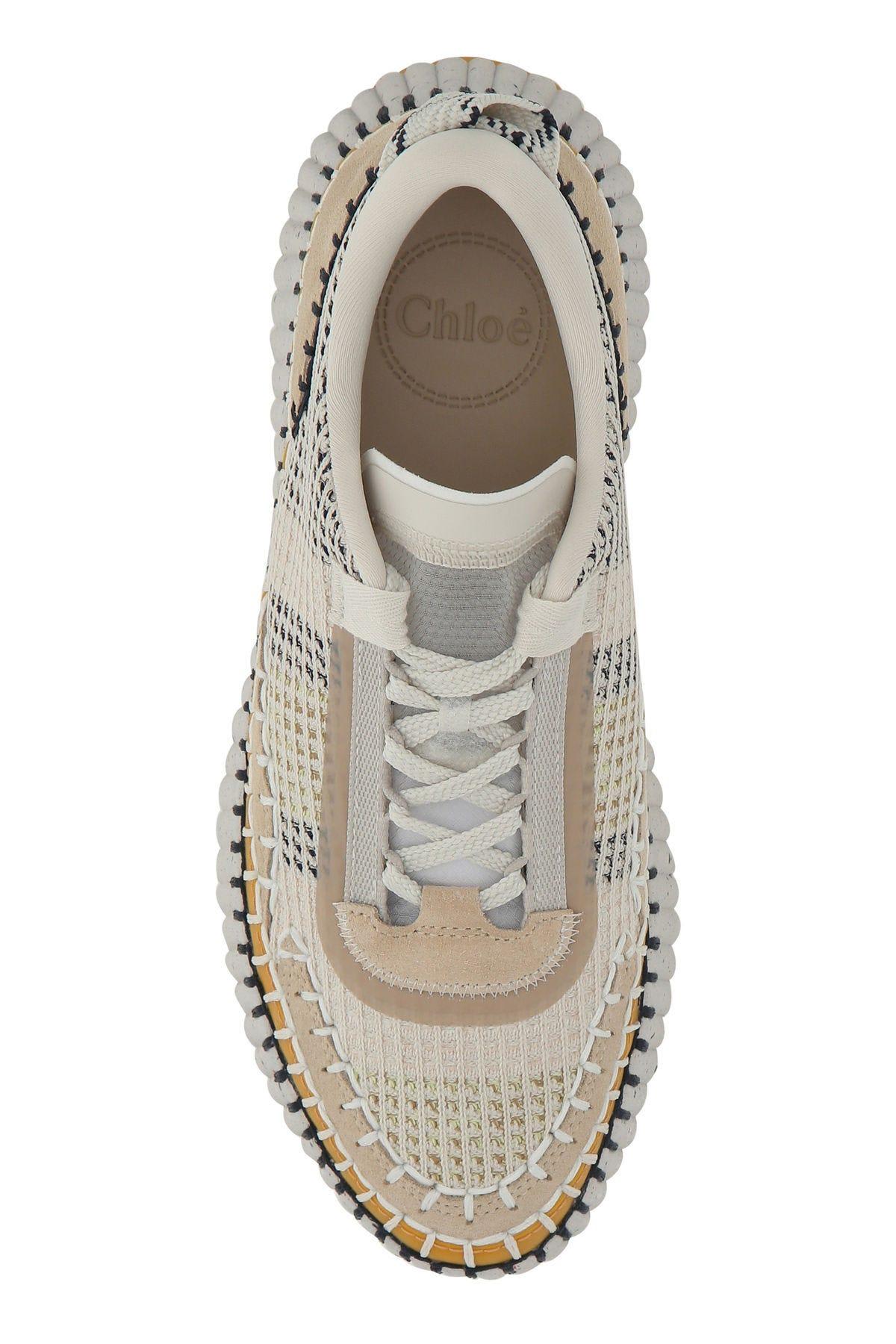 Shop Chloé Multicolor Fabric Nama Sneakers In Beige