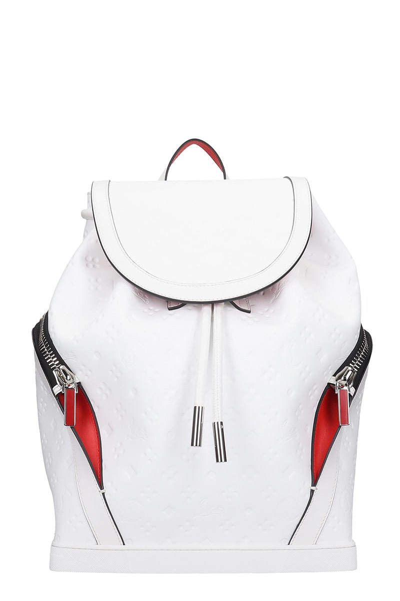 Christian Louboutin EXPLORAFUNK BACKPACK IN WHITE LEATHER