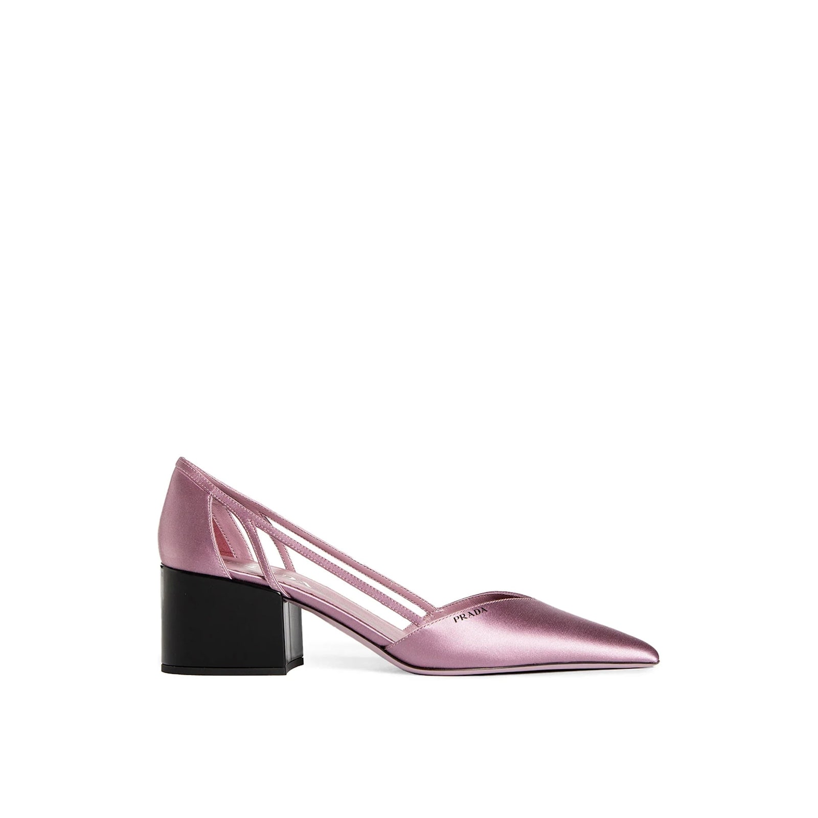 Prada Cutout Satin Pointy-toe Pump In Pink