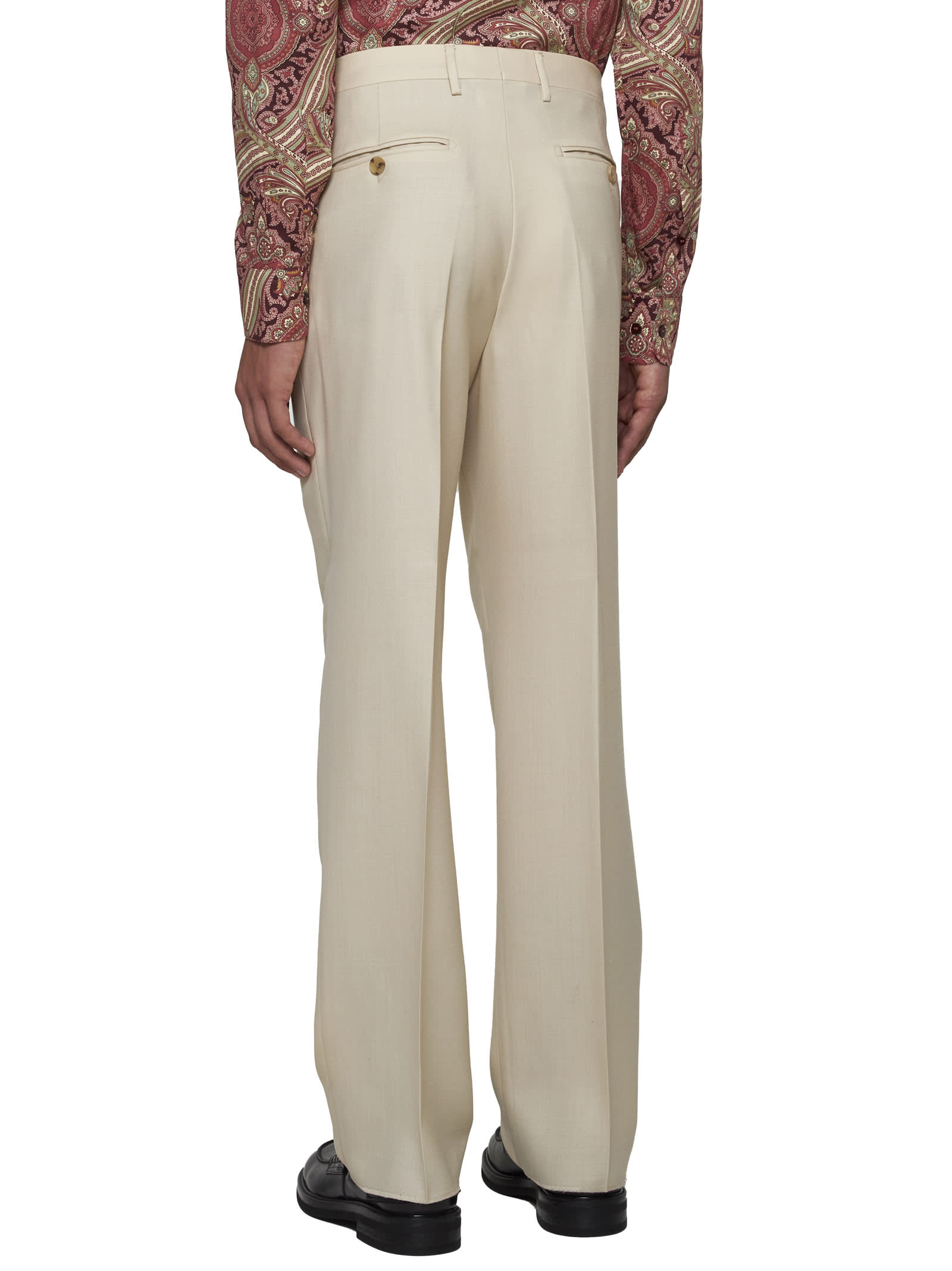 Shop Etro Pants In Ecru 1