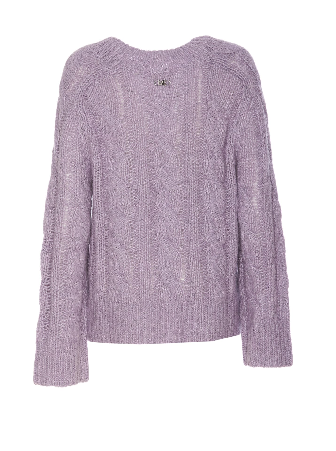 Shop Michael Kors Mixed Alpaca Sweater With Braids In Purple