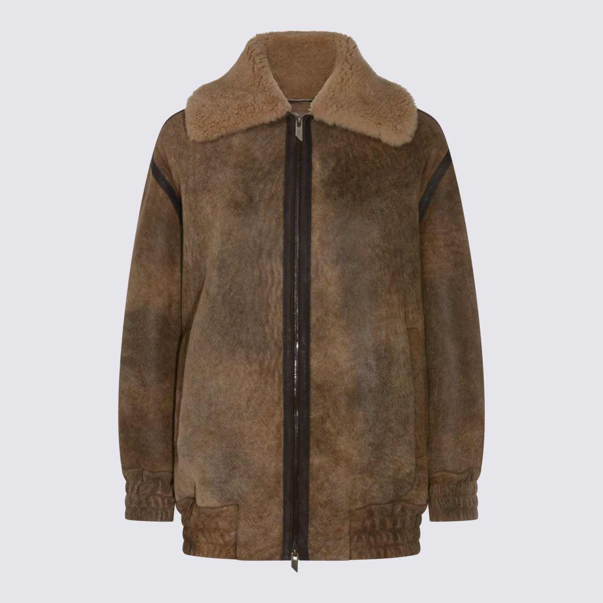 Salvatore Santoro Brown Leather Jacket In Brown