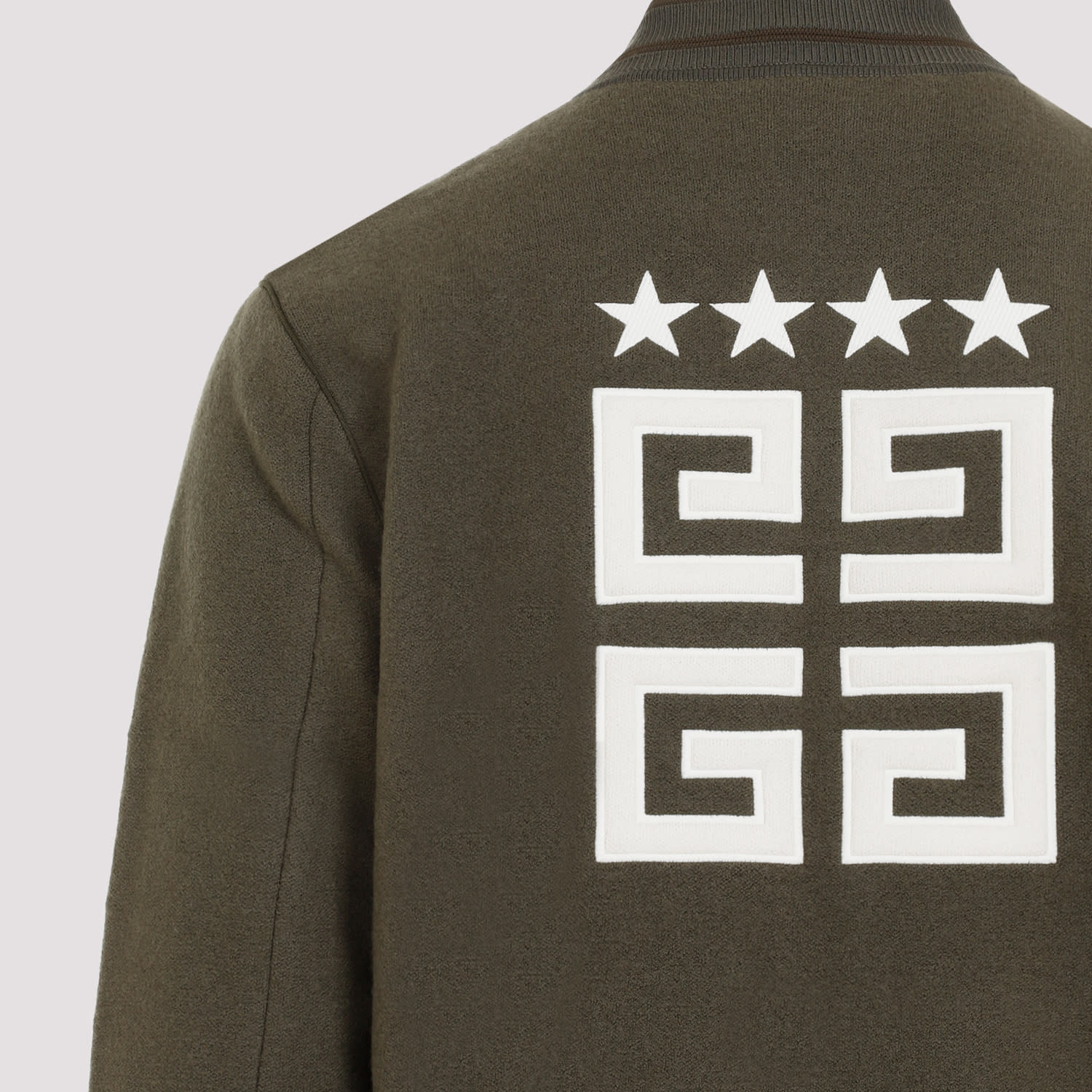 Shop Givenchy Knitted Varsity Jacket In Khaki