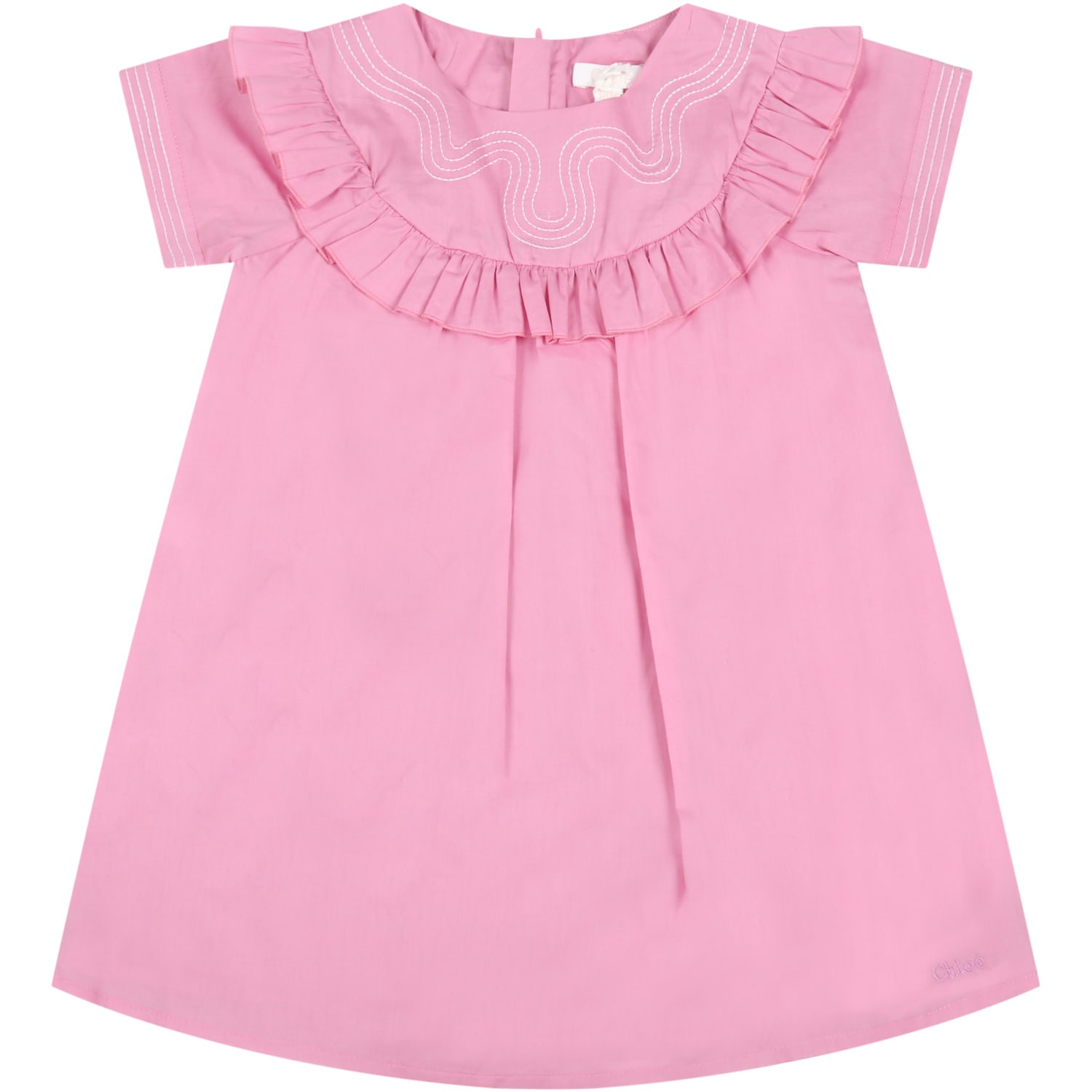 Chloé Pink Dress For Baby Girl With Logo