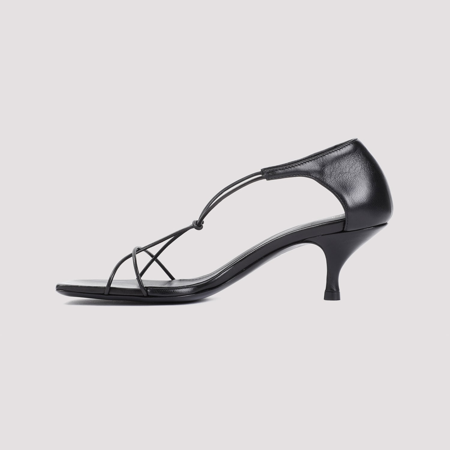 Shop Totême Leather Knot Sandal In Black