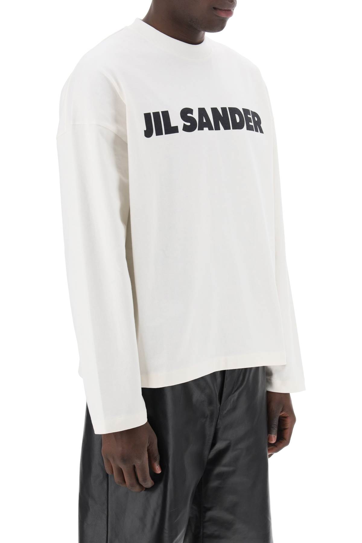 Shop Jil Sander Long-sleeved Logo T In Porcelain (white)