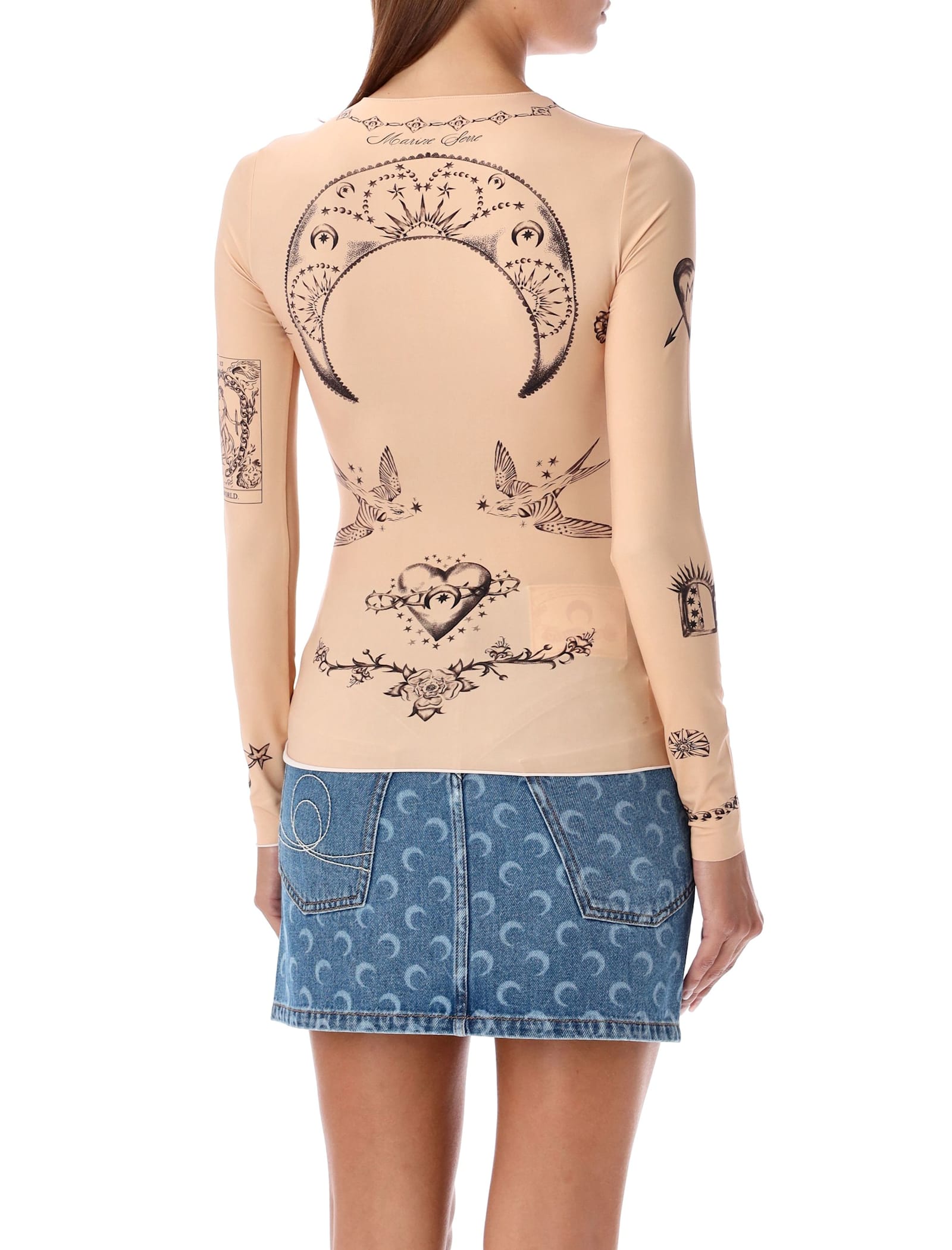 Shop Marine Serre Tattoo Top In Light Tan