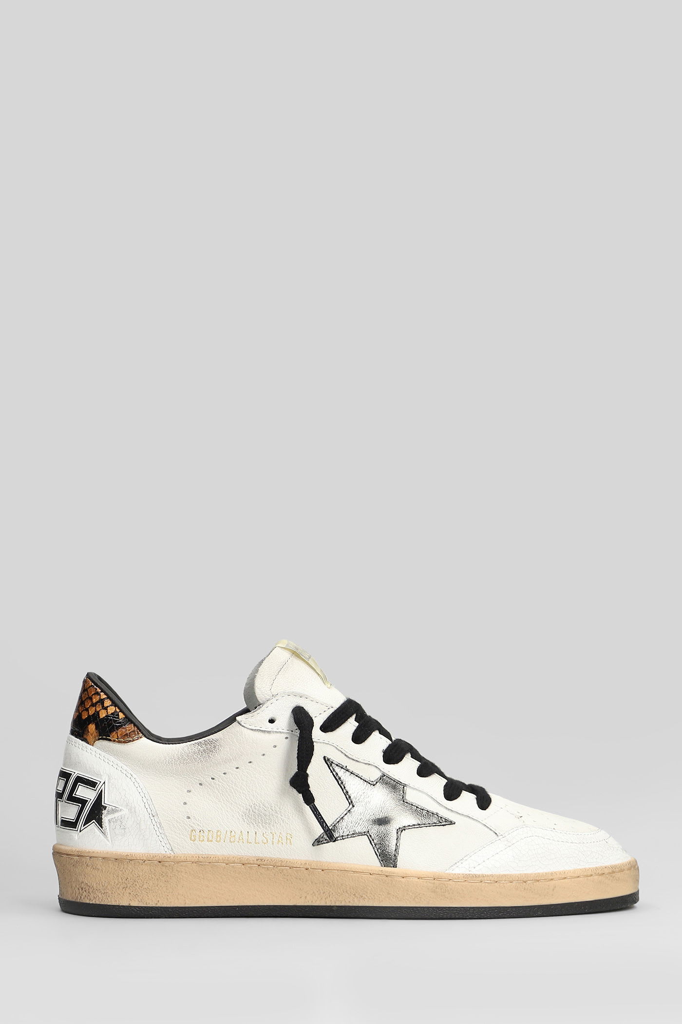 Golden Goose Ball Star Sneakers In White Leather In Multi