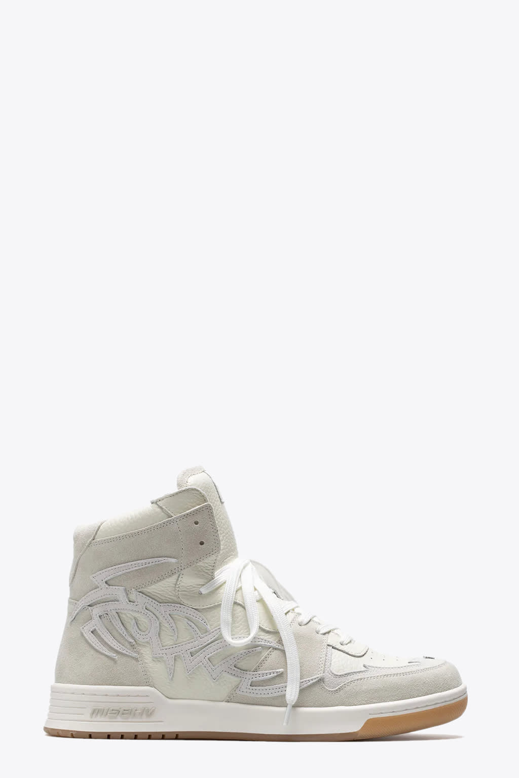 MISBHV COURT SNEAKER OFF-WHITE LEATHER AND SUEDE HIGH SNEAKER - COURT SNEAKER