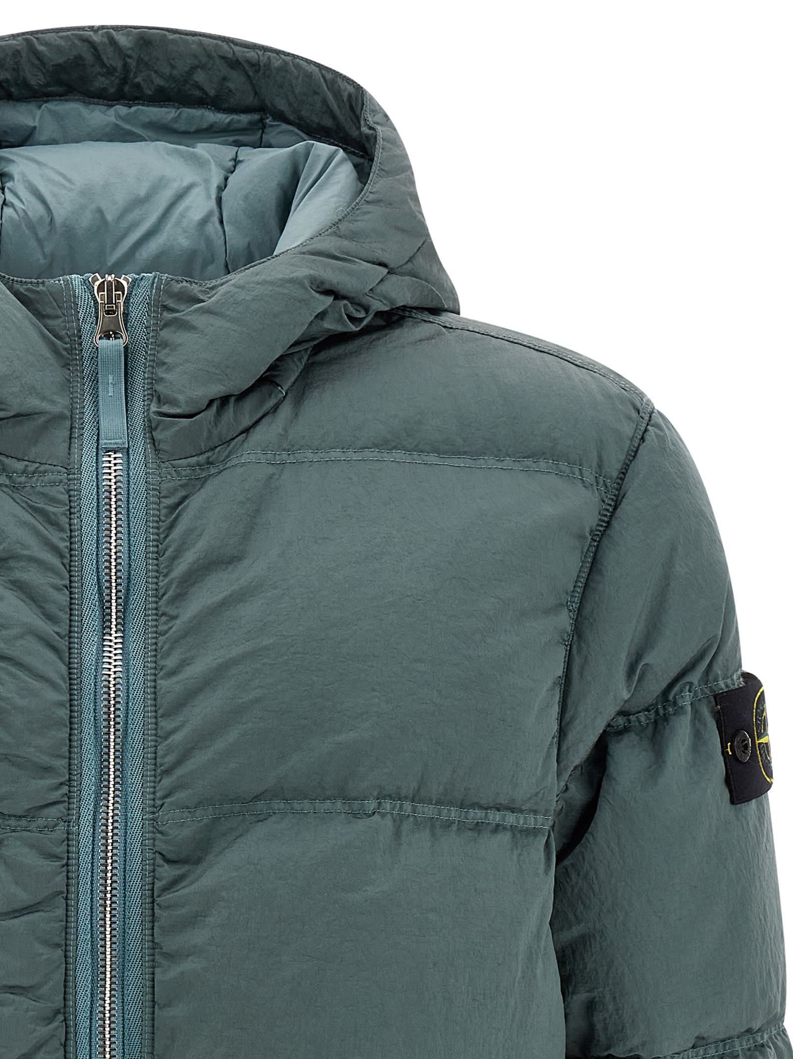 Stone Island Metal Nylon Down Jacket In Green