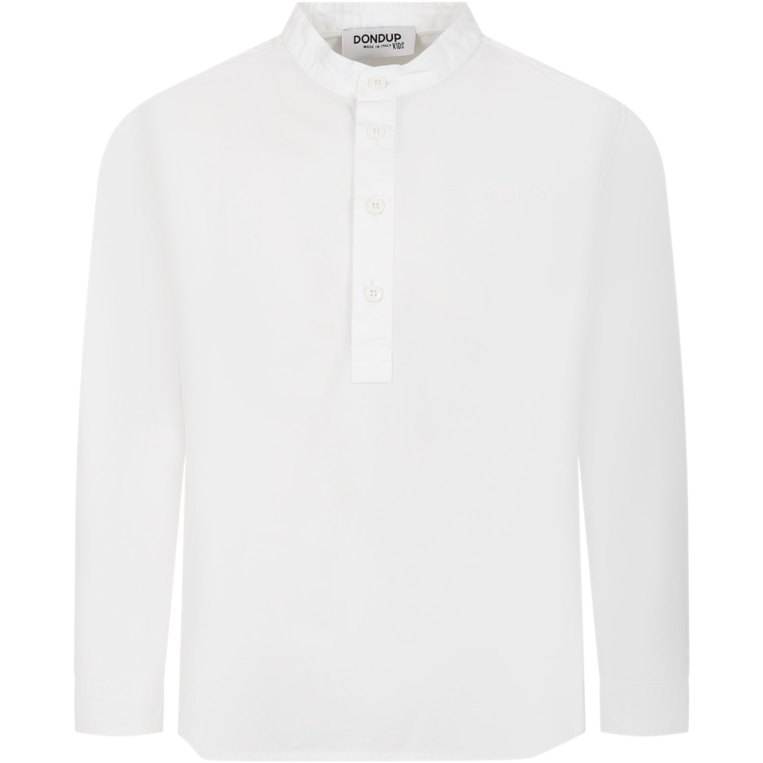 Dondup Kids' White Shirt For Boy With Logo