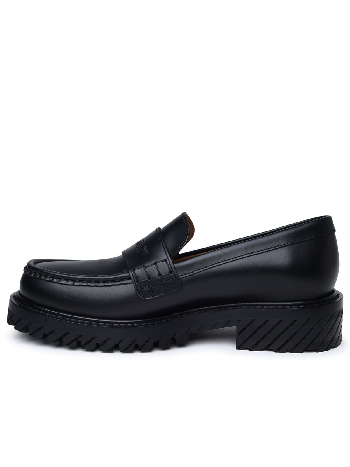 Shop Off-white Black Leather Loafers