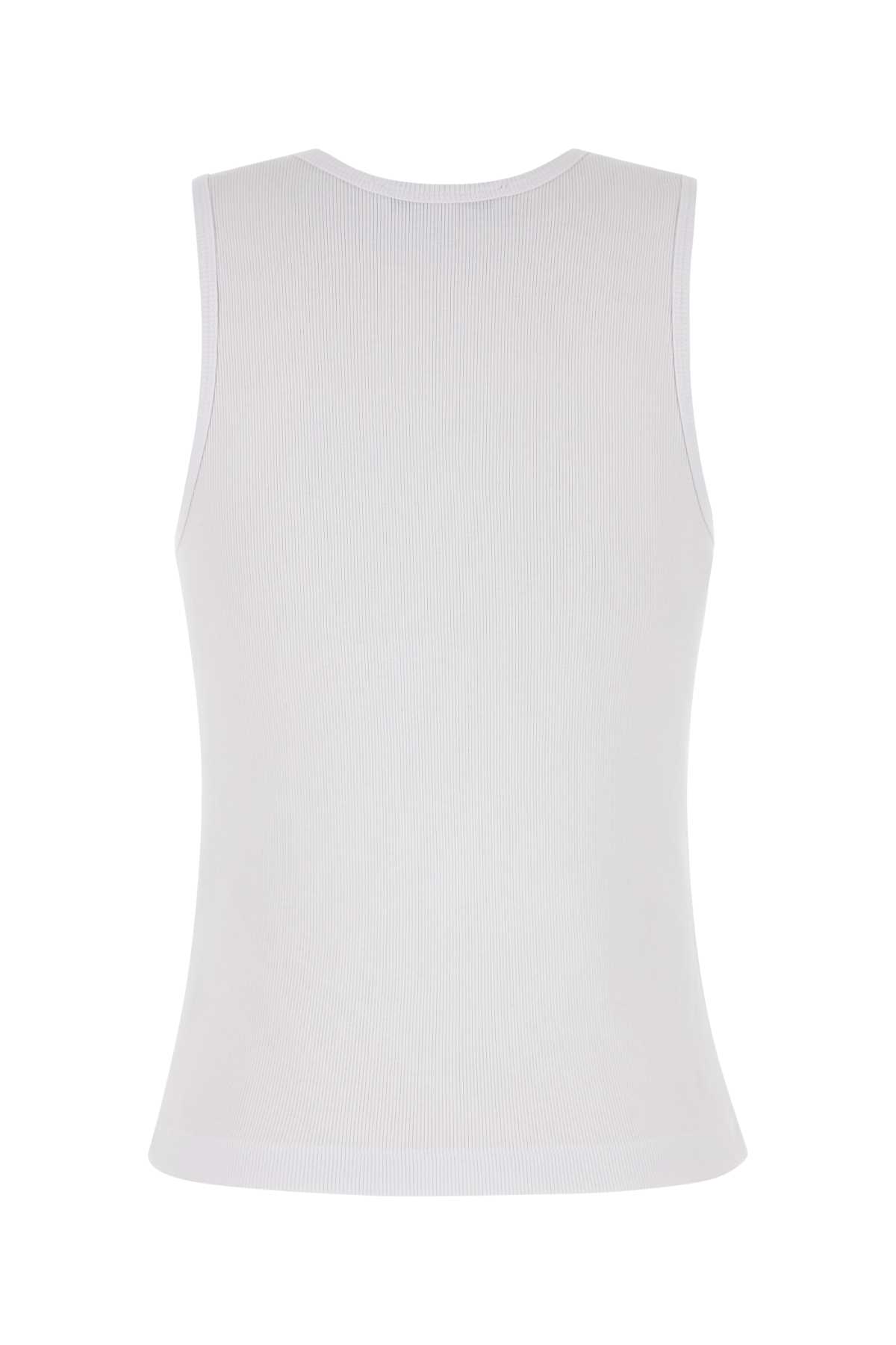 Maison Kitsuné White Cotton Tank Top In White