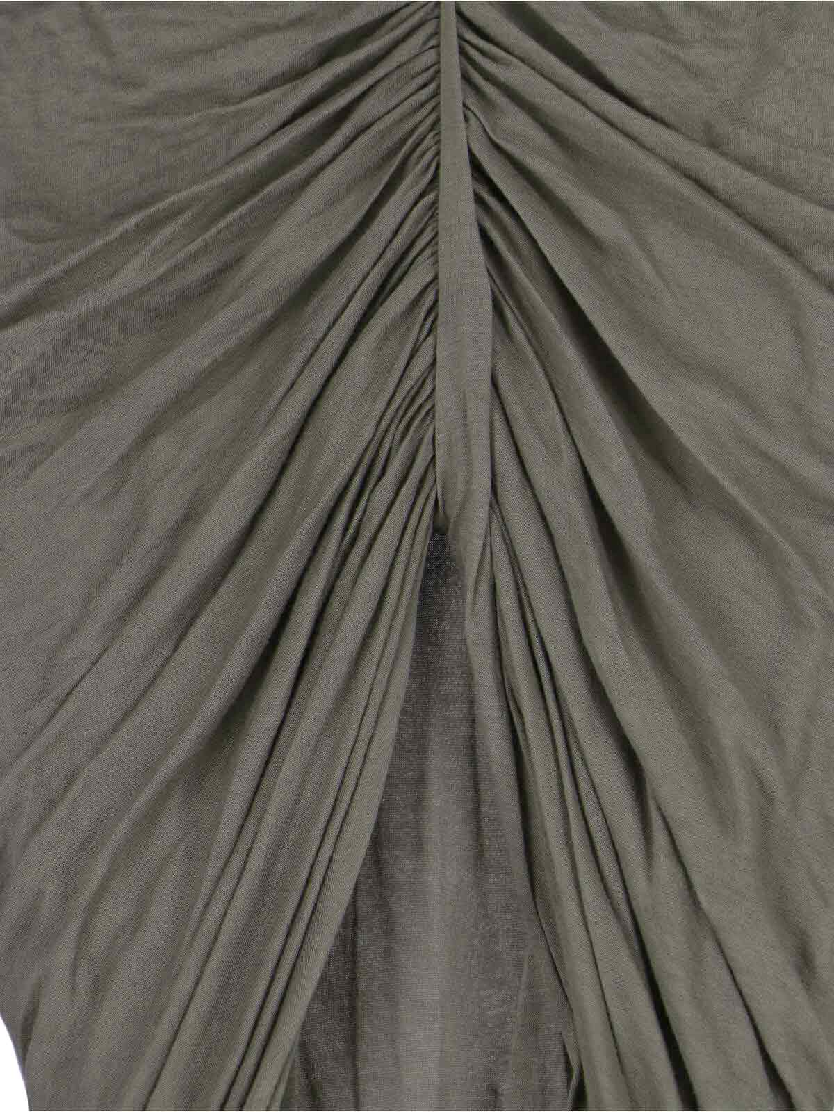 Rick Owens Edfu Asymmetric Ruched Cotton-jersey Maxi Skirt In Gray