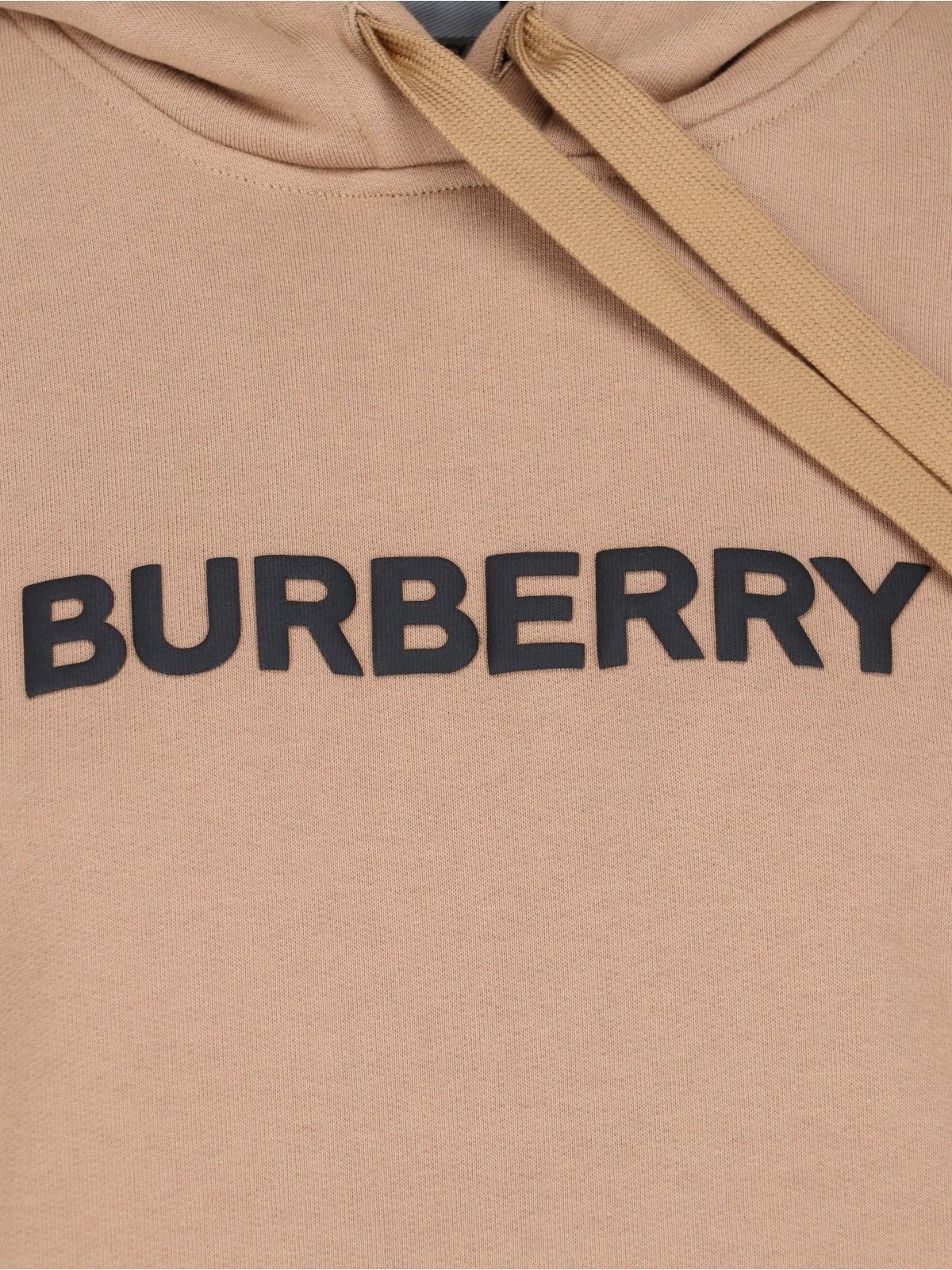 Shop Burberry Logo Hoodie In Brown