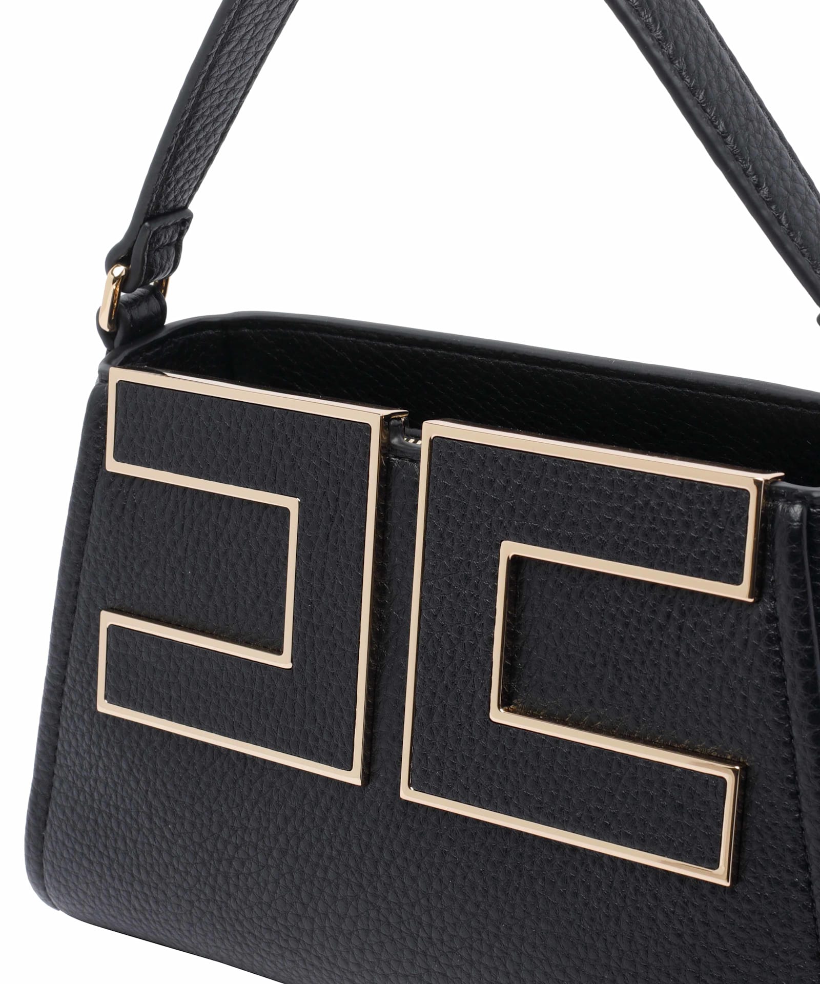 Elisabetta Franchi Small Logo Shoulder Bag Shoulder Bags Black In Black