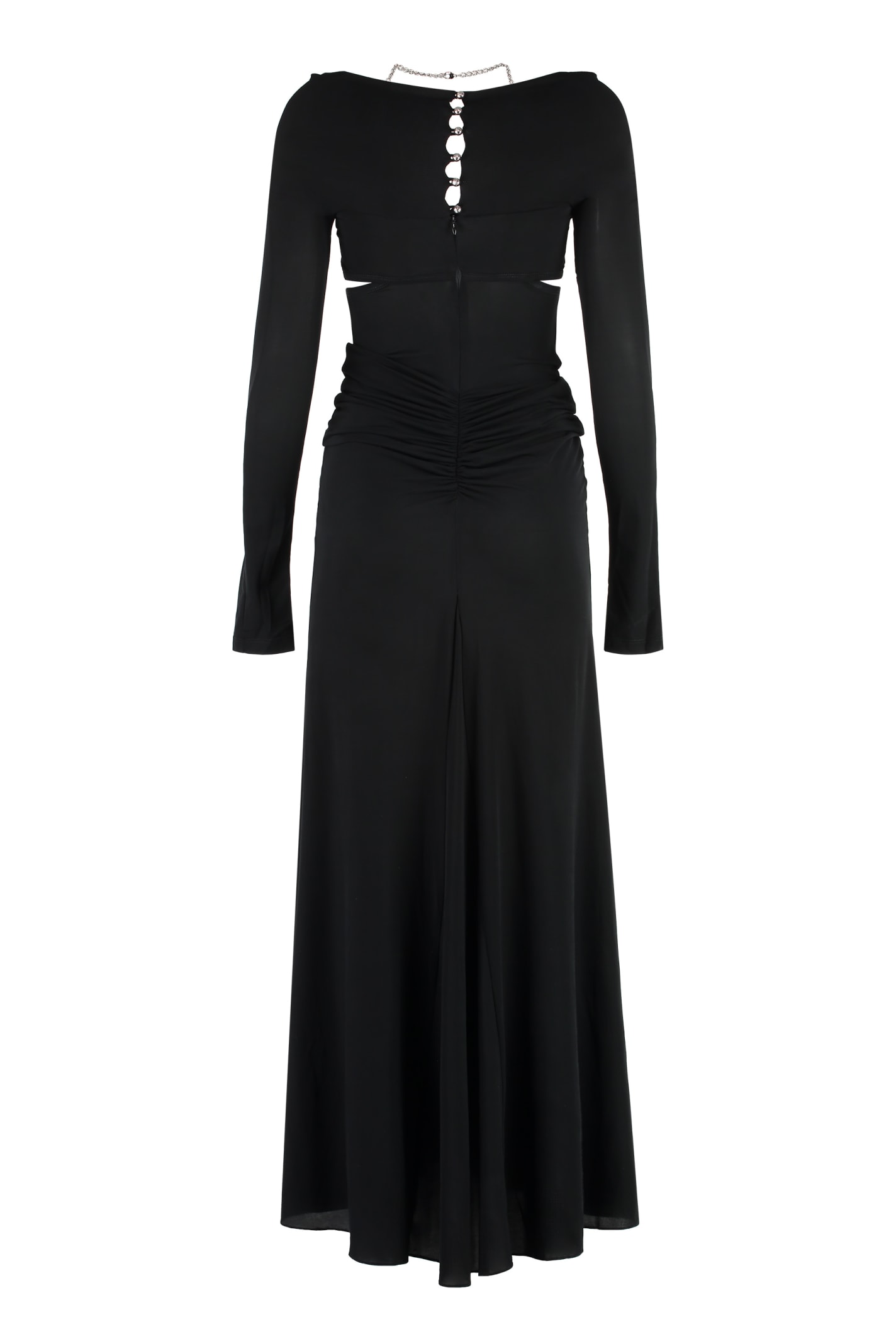 Shop Rabanne Draped Jersey Dress In Black