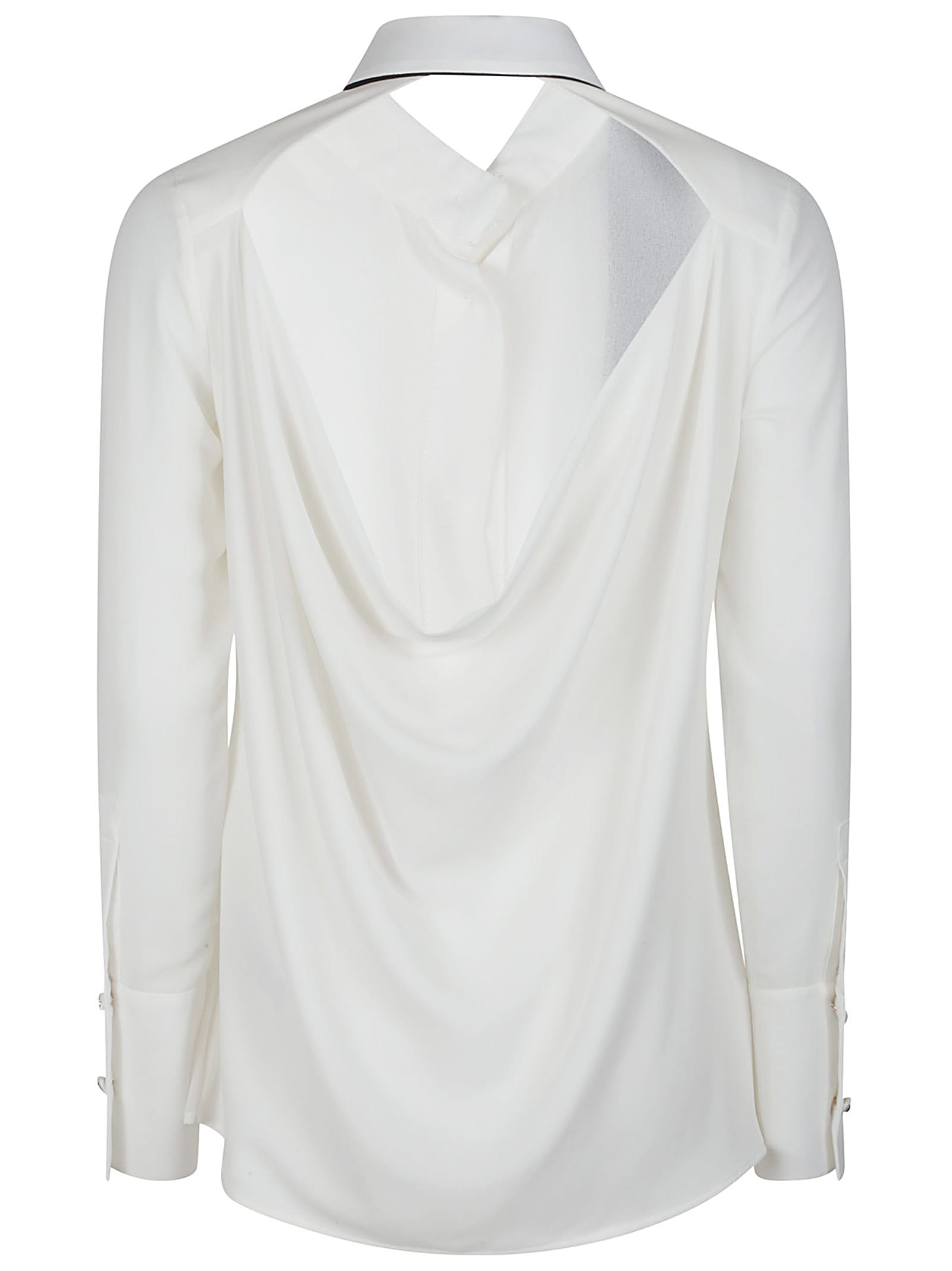Elisabetta Franchi Cotton Poplin Shirt With Logo In Avorio