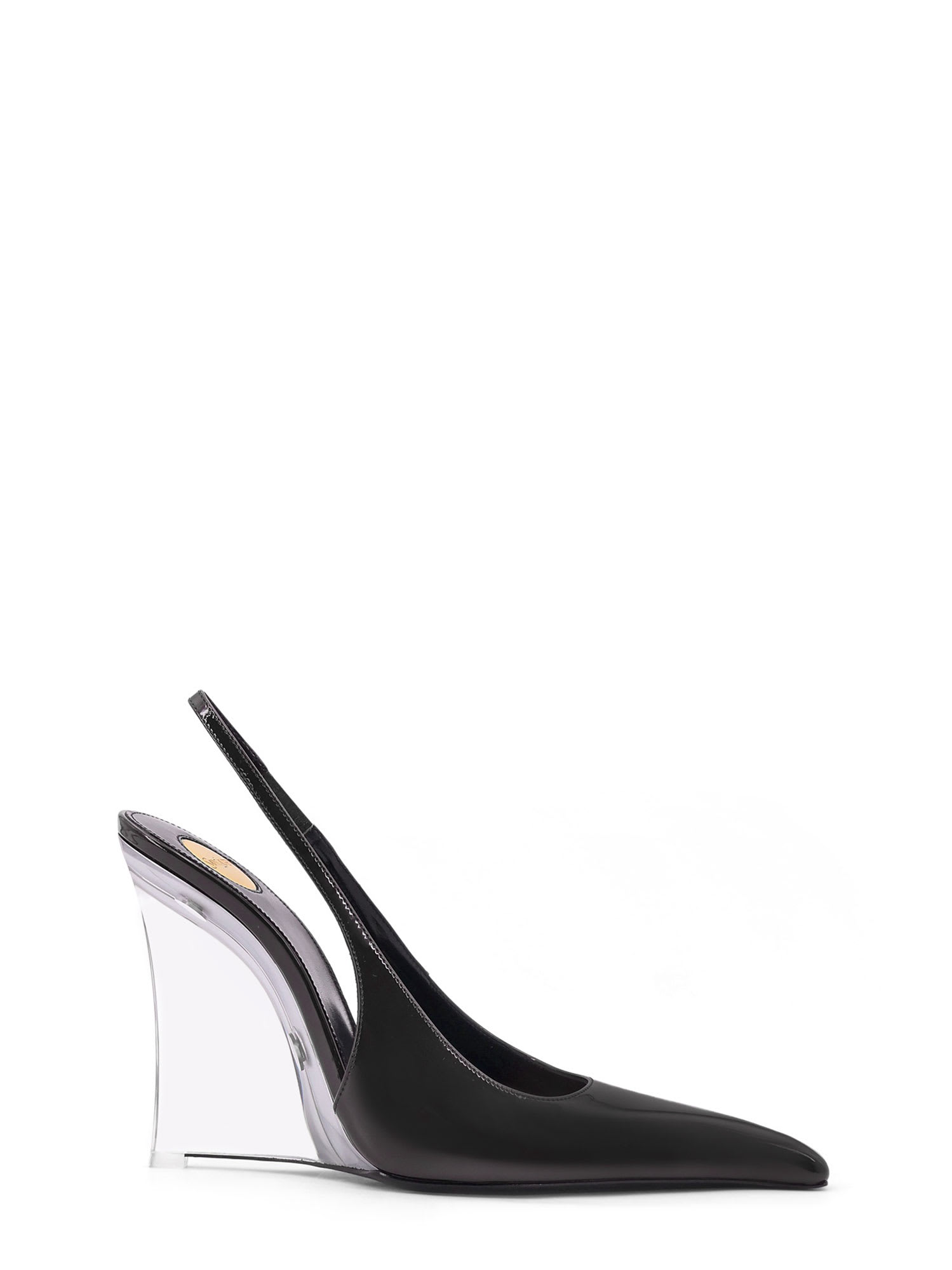 Saint Laurent Miller Patent-leather Slingback Wedge Pumps