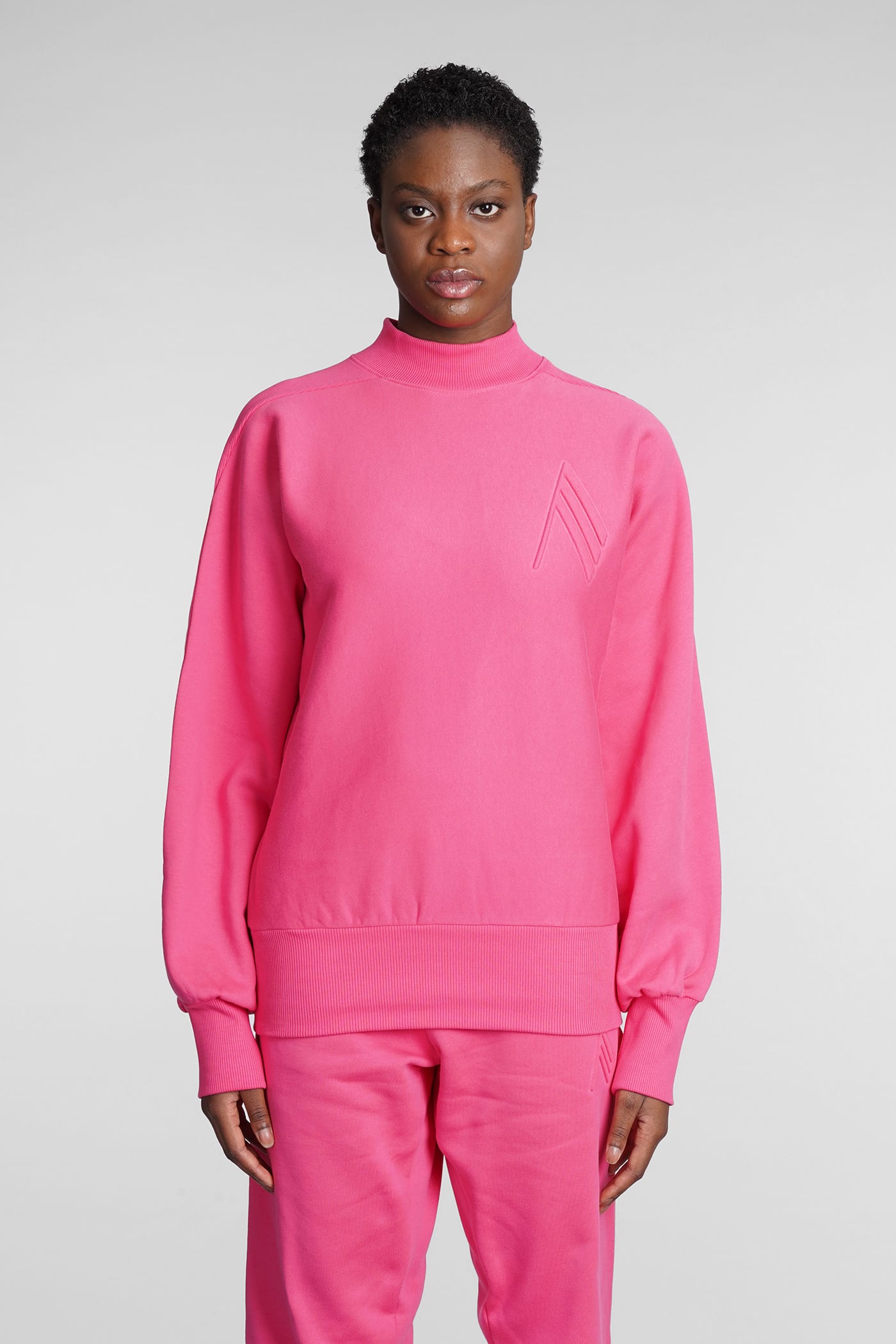 The Attico Felpa Sweatshirt In Rose-pink Cotton