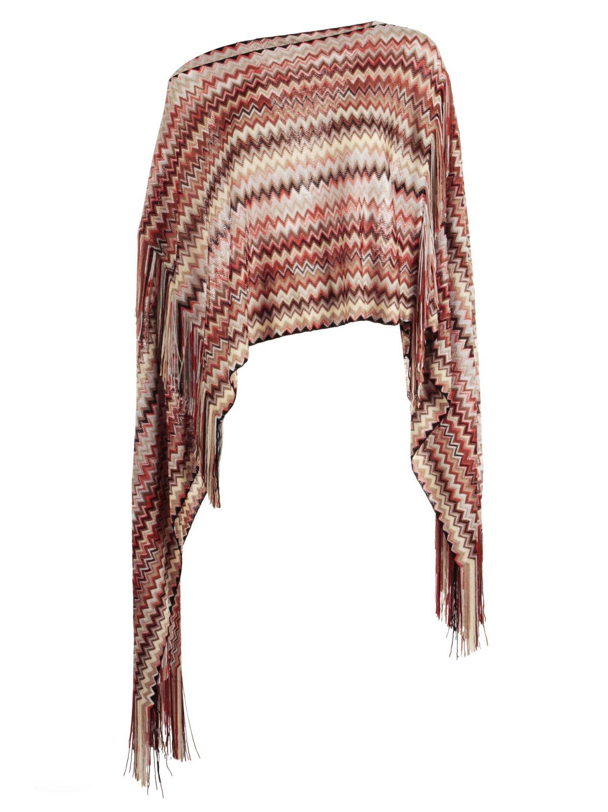 Zigzag Pattern Fringed-edge Coat