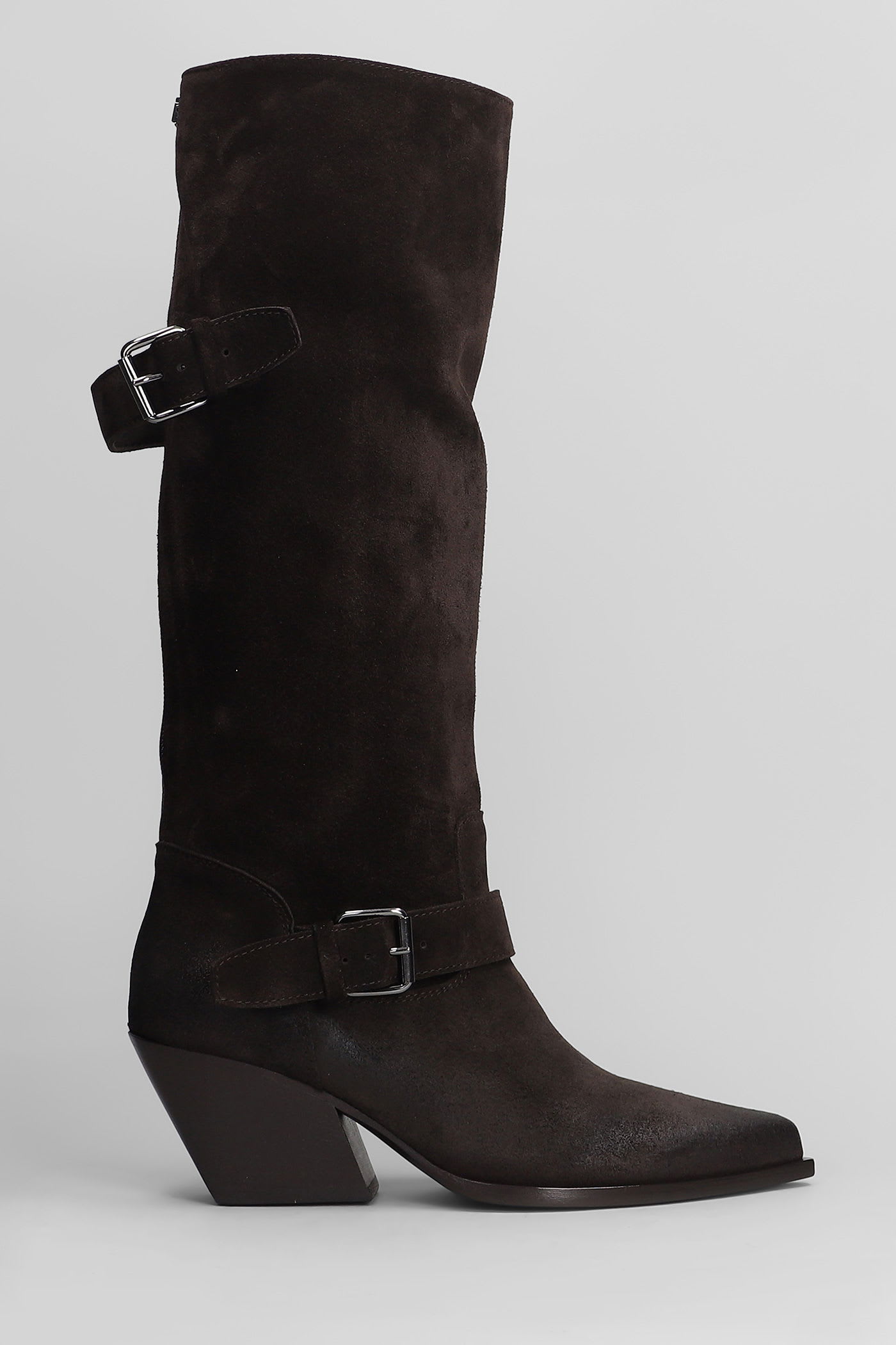 Elena Iachi 65mm Buckle-detailing Knee-high Boots In Brown