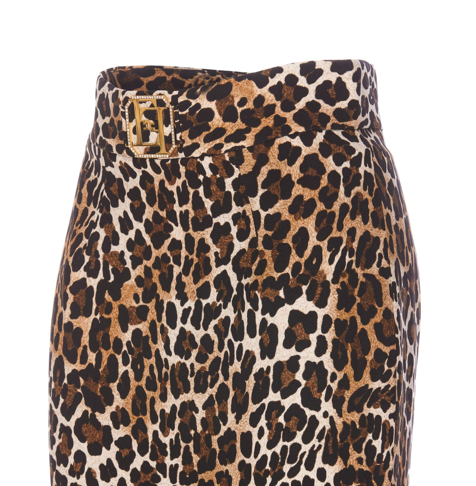 Shop Elisabetta Franchi Logo Animalier Midi Skirt