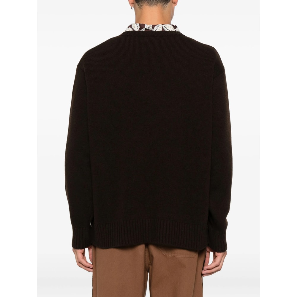 Bode V-neck Logo-embroidered Sweater In Brown