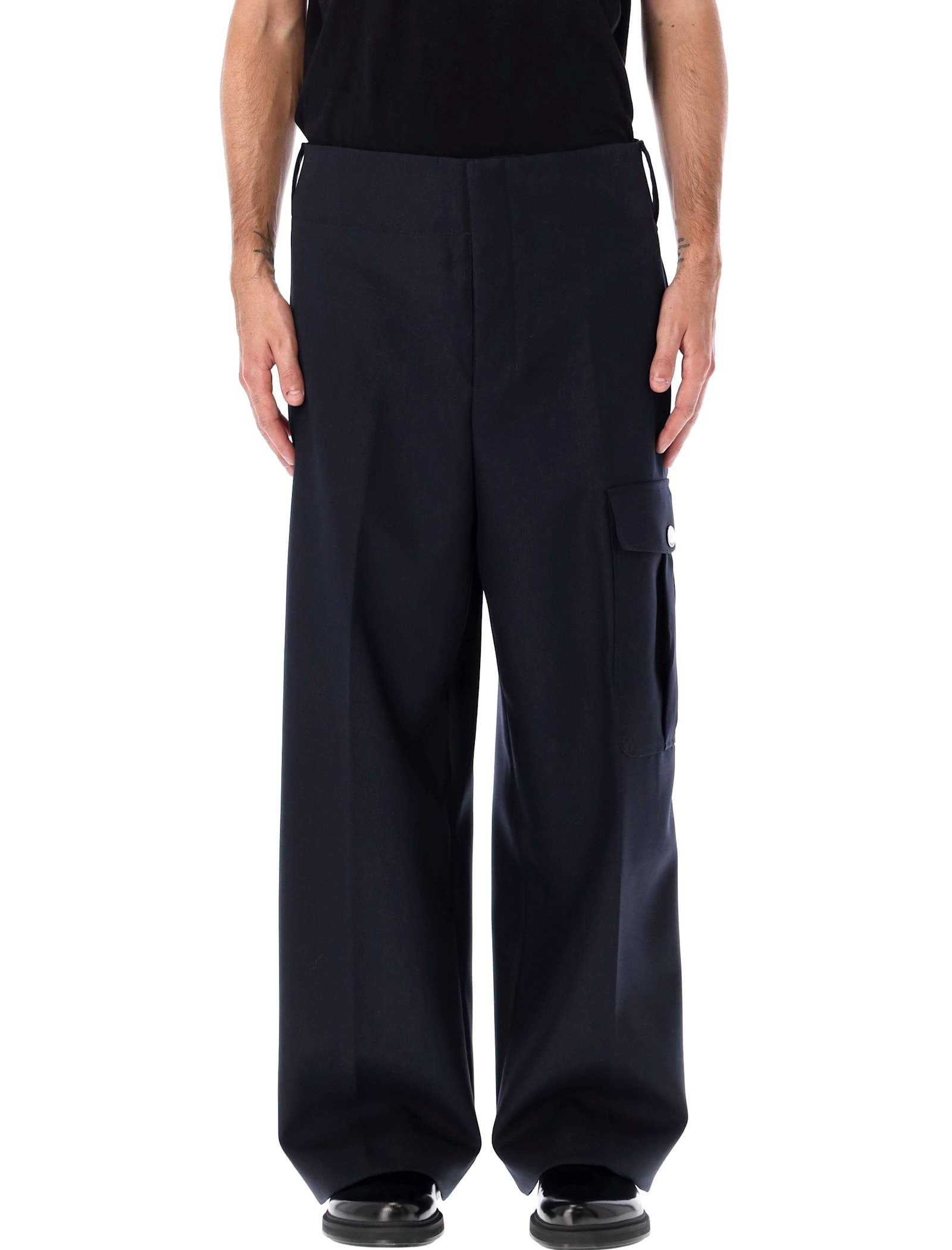 Shop Ami Alexandre Mattiussi Cargo Trousers In Navy