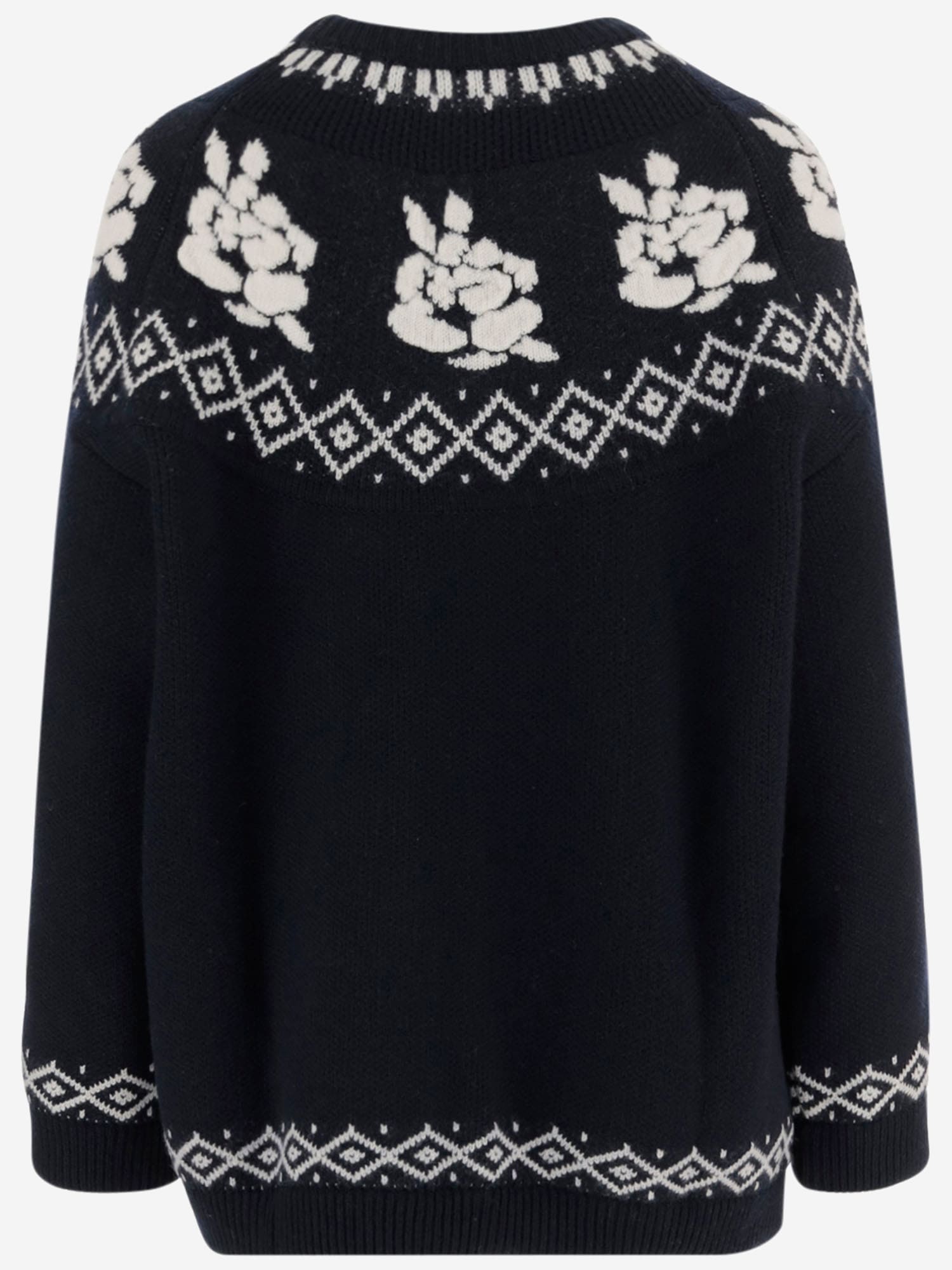 Magda Butrym Wool Sweater With Geometric Pattern In Black