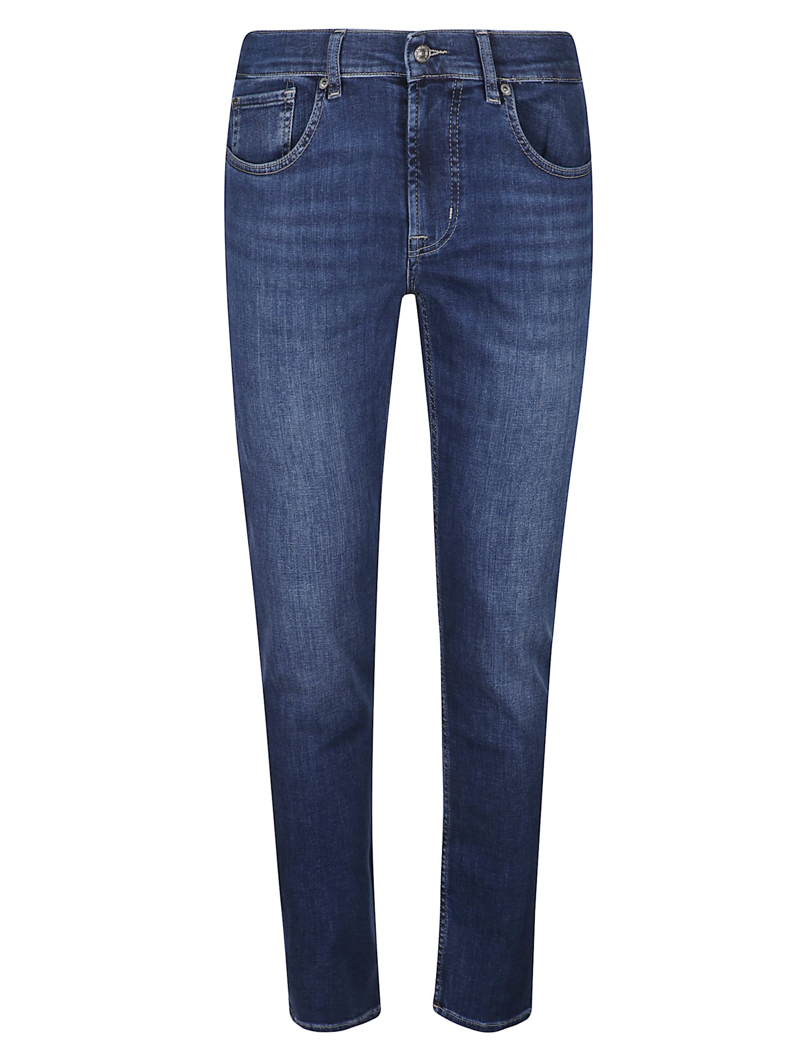 7 For All Mankind Slim Fit Denim Trousers Featuring Pockets In Blue