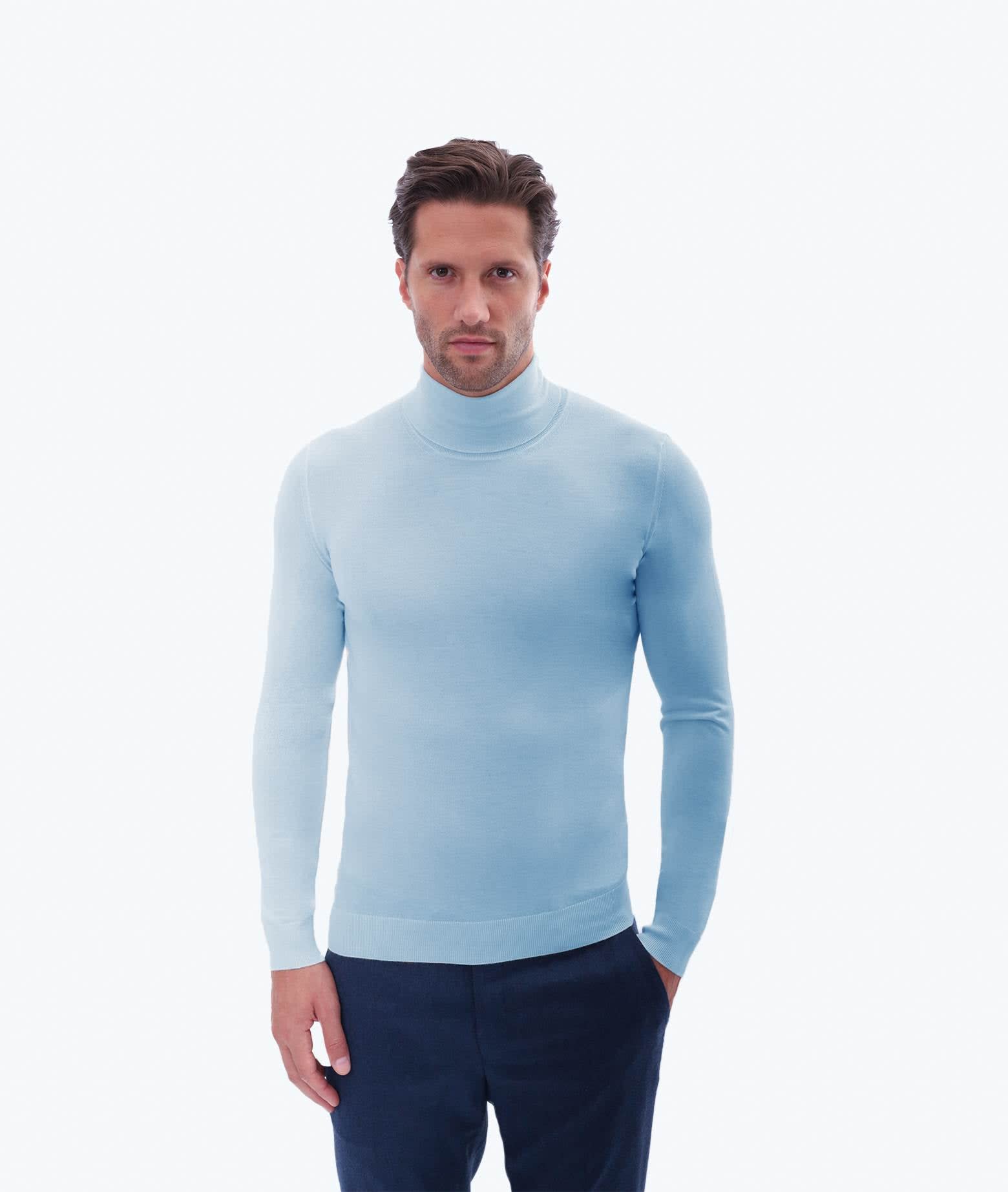 Shop Larusmiani Turtleneck Sweater Pullman Sweater In Lightblue