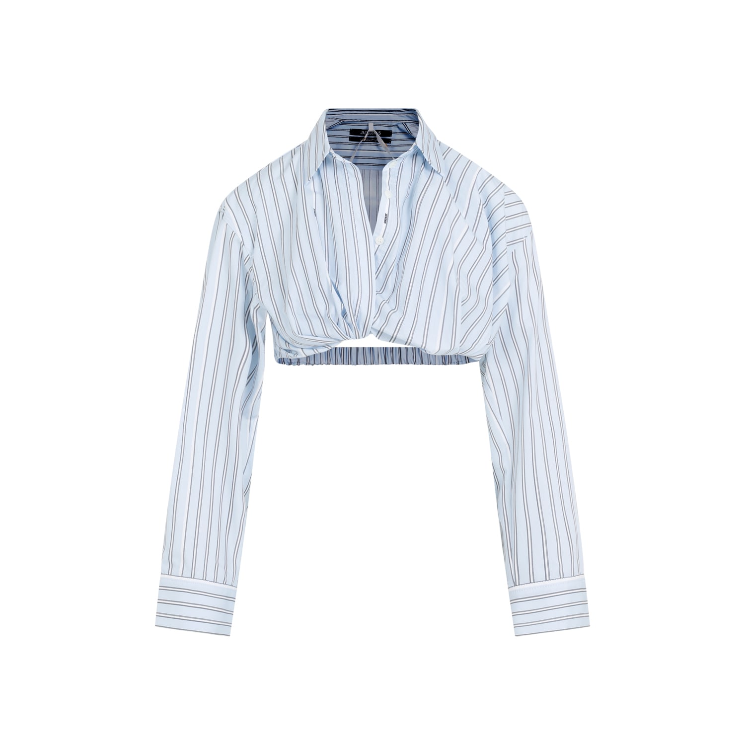 Shop Jacquemus La Chemise Bahia Courte In Fe Print Blue Stripe