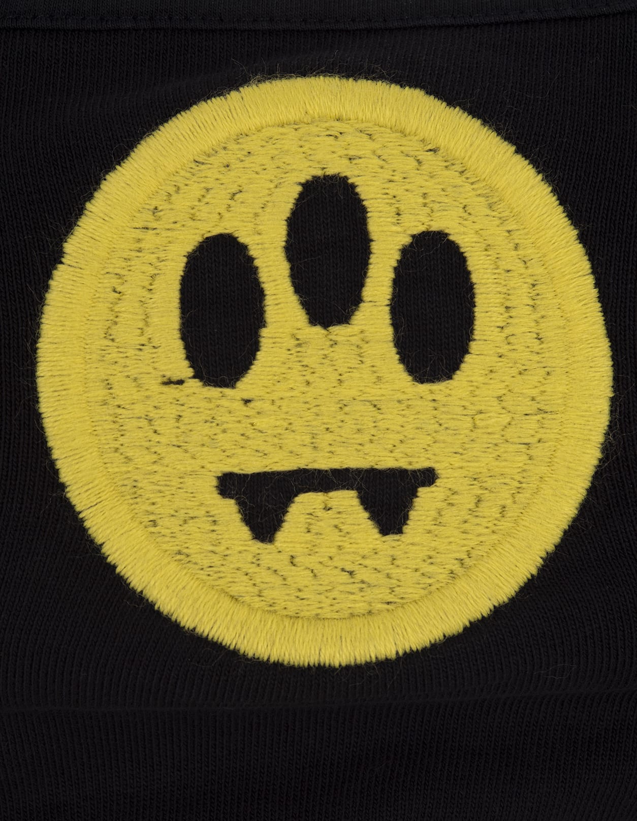 Barrow Smiley-face Jersey Fleece Cropped Top In Black