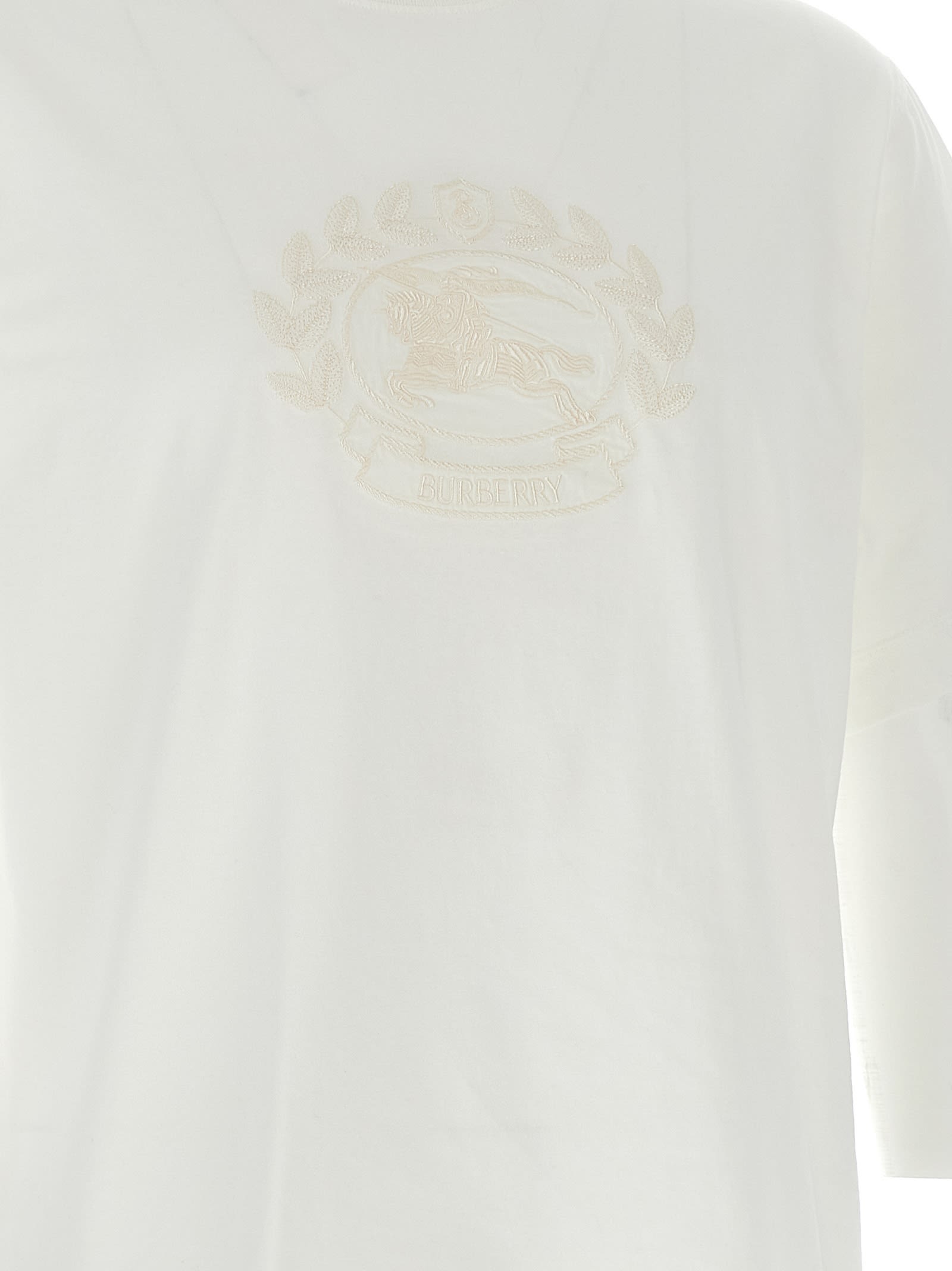 Shop Burberry Logo Embroidery T-shirt In White