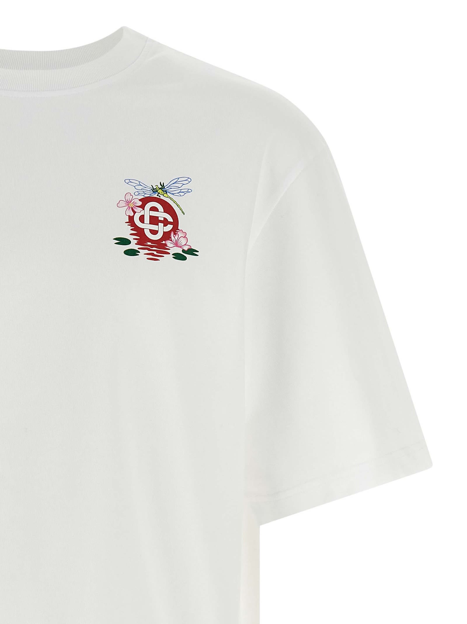 Casablanca Oversized T-shirt With Dragonfly Floral Print In Neutral