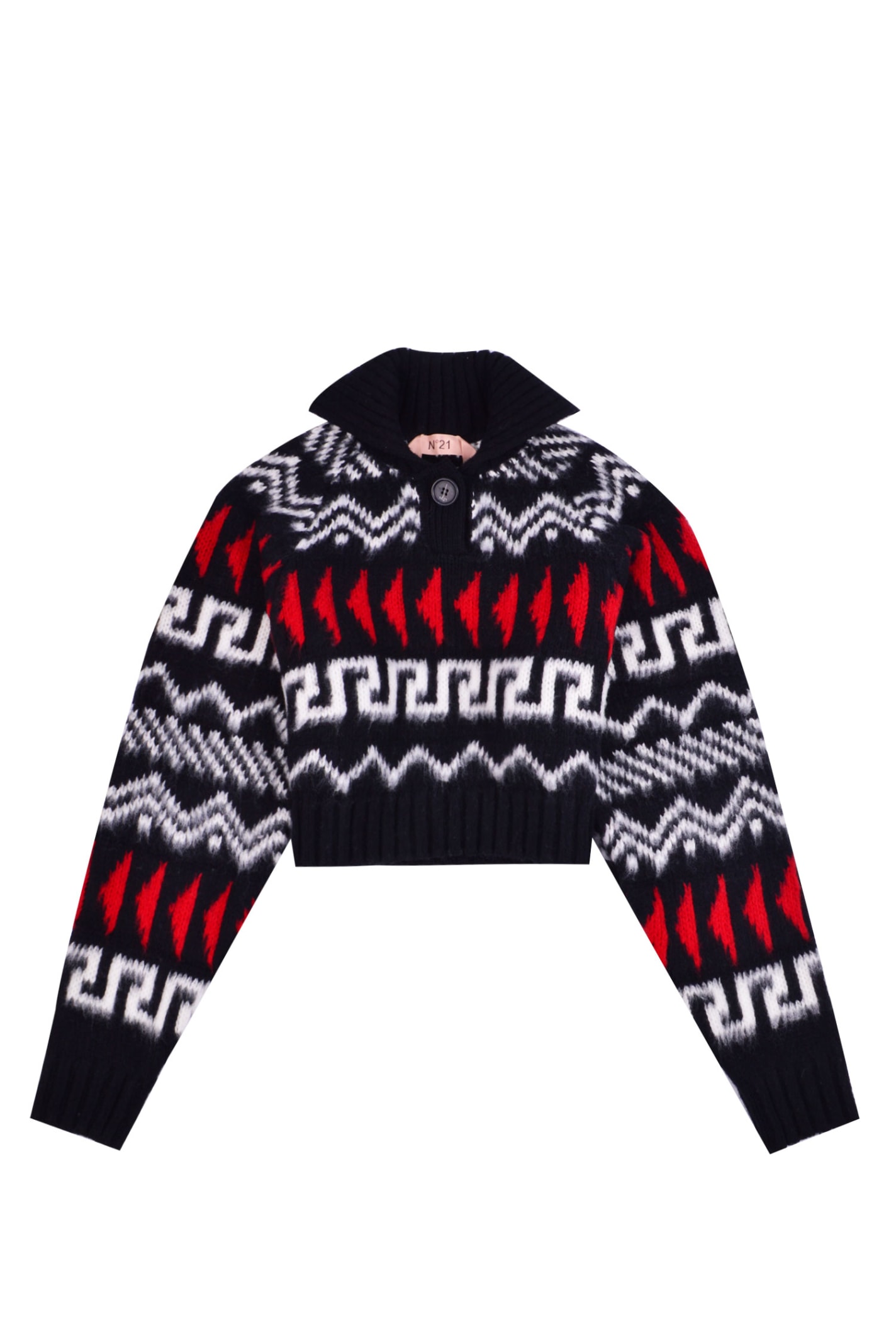 N°21 Cropped Jacquard Sweater In Multi