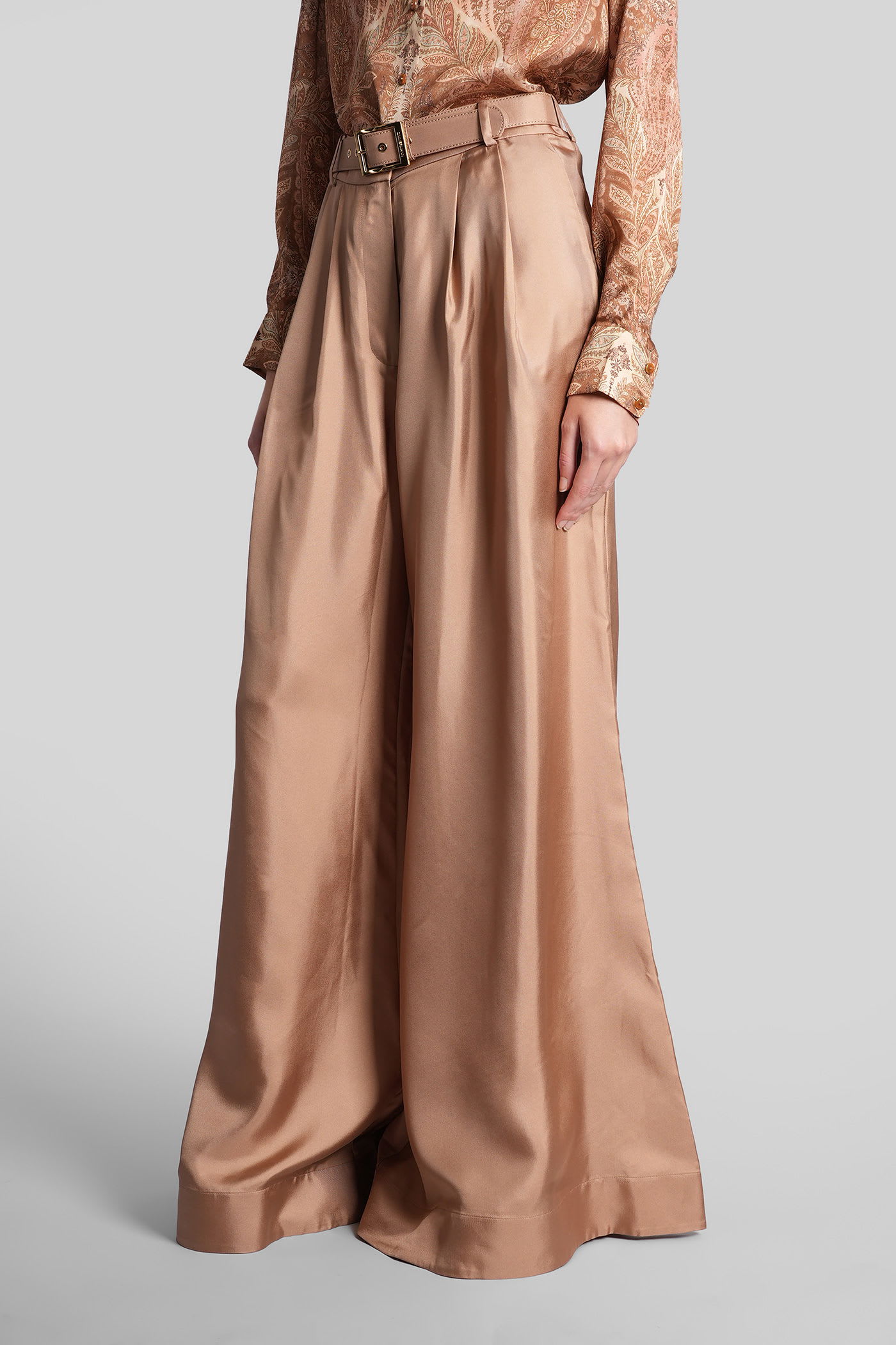Zimmermann Silk Pintuck Pant In Blush In Brown