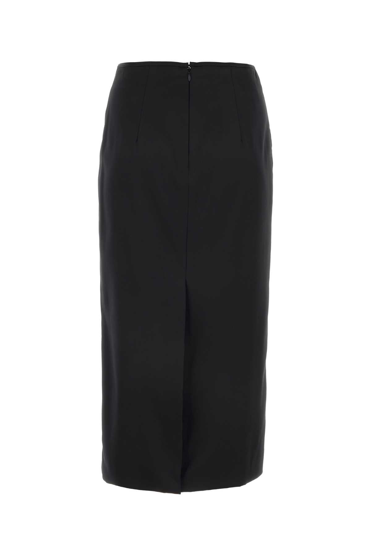 Miu Miu Women Black Stretch Silk Skirt In Nero