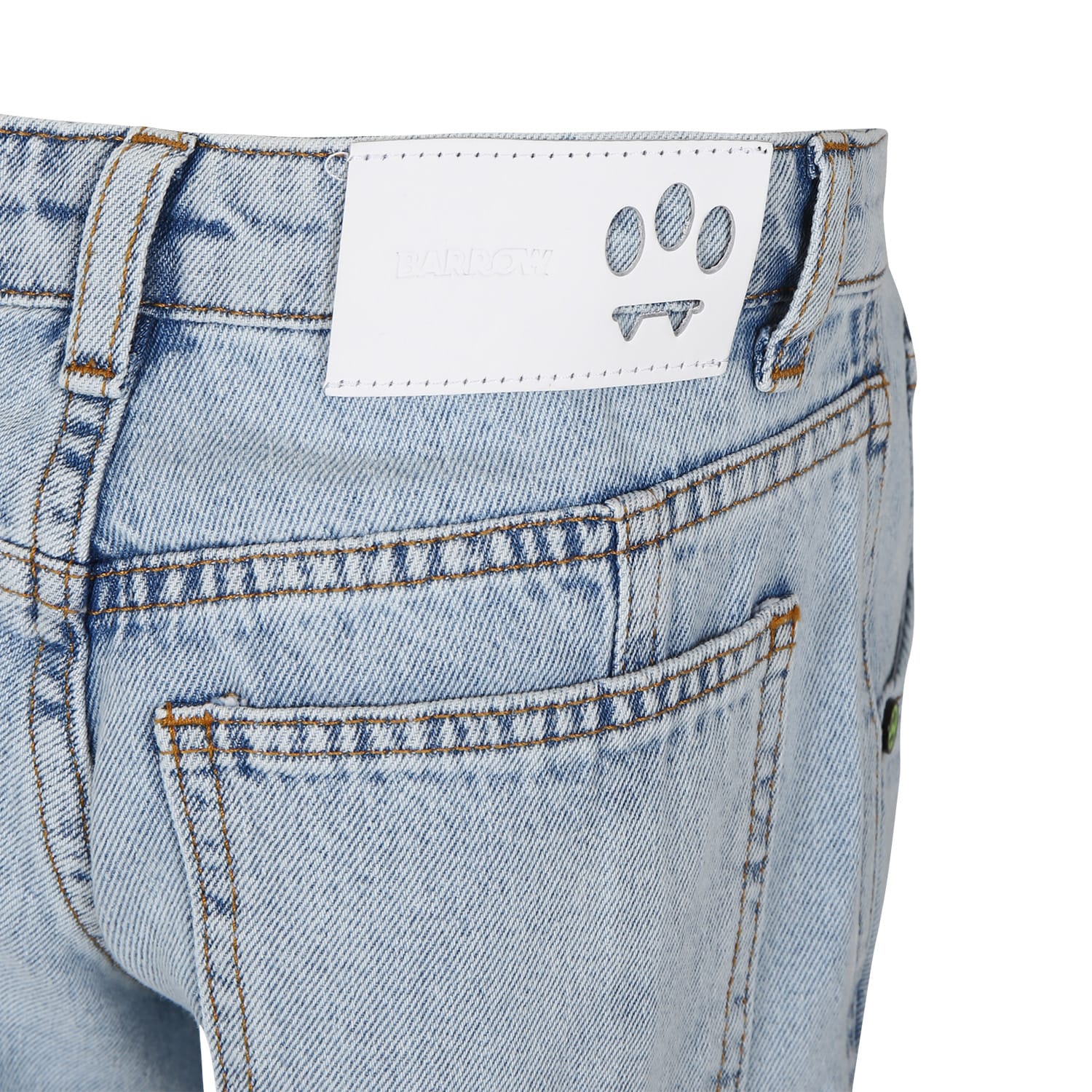 Shop Barrow Blue Jeans For Kids With Smiley In Denim